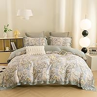 Vista 13 de ECOCOTT Funda de edredón tamaño Queen - Juego de funda de edredón floral verde reversible, ultra suave y transpirable, con cierre de cremallera, 4