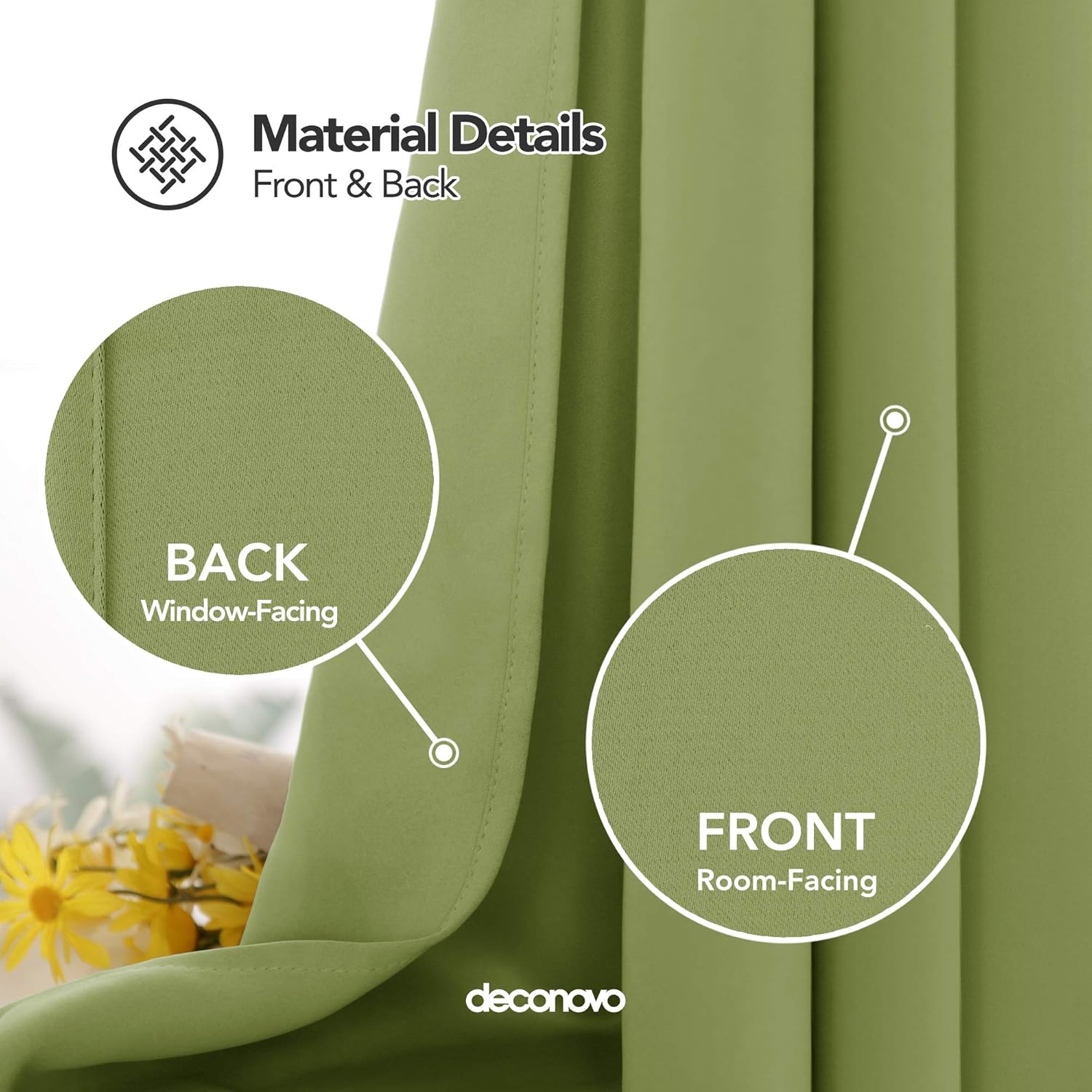 Deconovo Blackout Curtain Thermal Insulated Window Treatments Grommet Top Blackout Curtain Room Darkening Curtain Panels for Living Room 52 x 95 Inch Nile Green