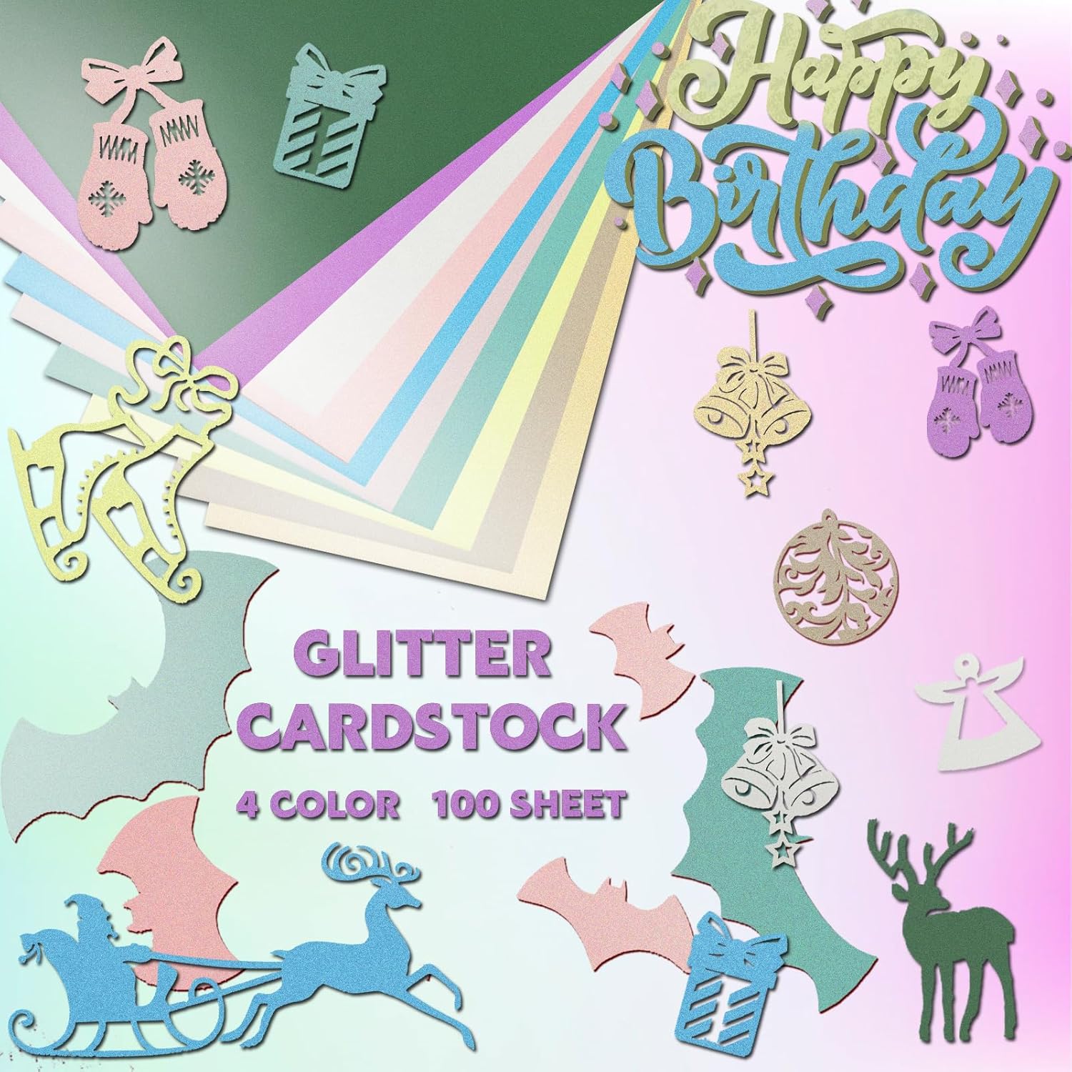 Yeaqee 100 Sheets 10 Colors Thick Shimmer Paper 8. 5 x 11 Inch Metallic Cardstock 250gsm 90lbs Thick Double Sided Glitter Pearlescent Paper Colorful for Invitations Weddings DIY Craft Parties