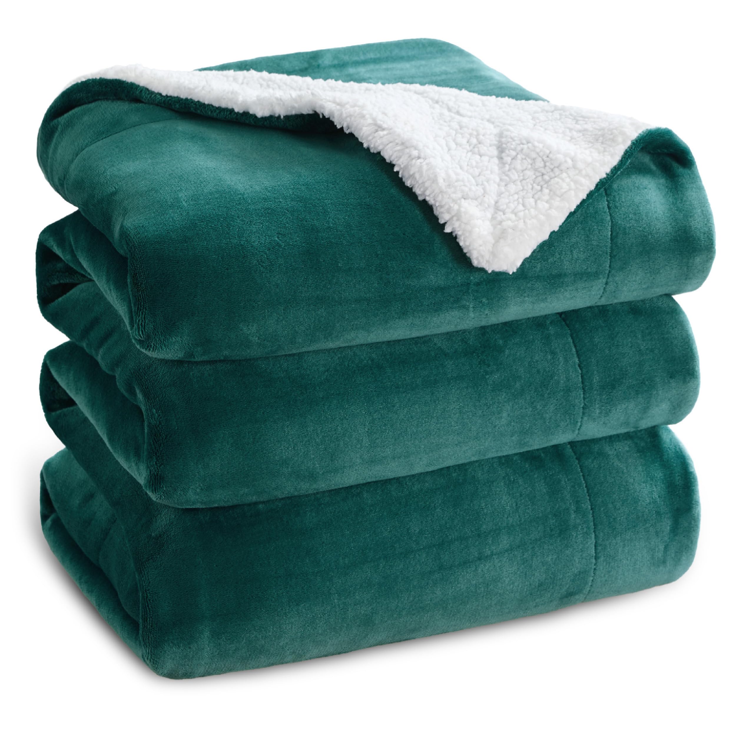 Bedsure GentleSoft Sherpa Fleece Blankets King Size for Bed, Non-Heated, Thick and Warm Throw for Women and Men, Soft Fuzzy Plush King Blanket for Winter, Forest Green, 108x90 Inches