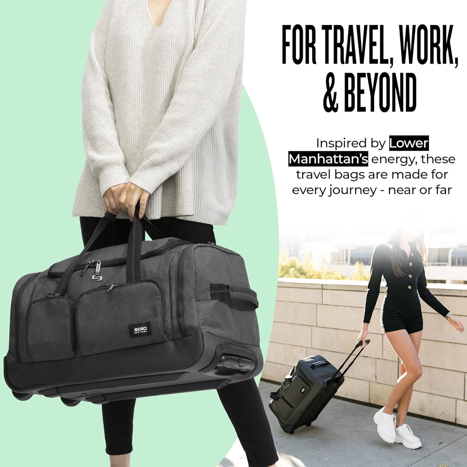 Solo New York Leroy Carry-On Wheeled Duffle Bag, 49L Capacity