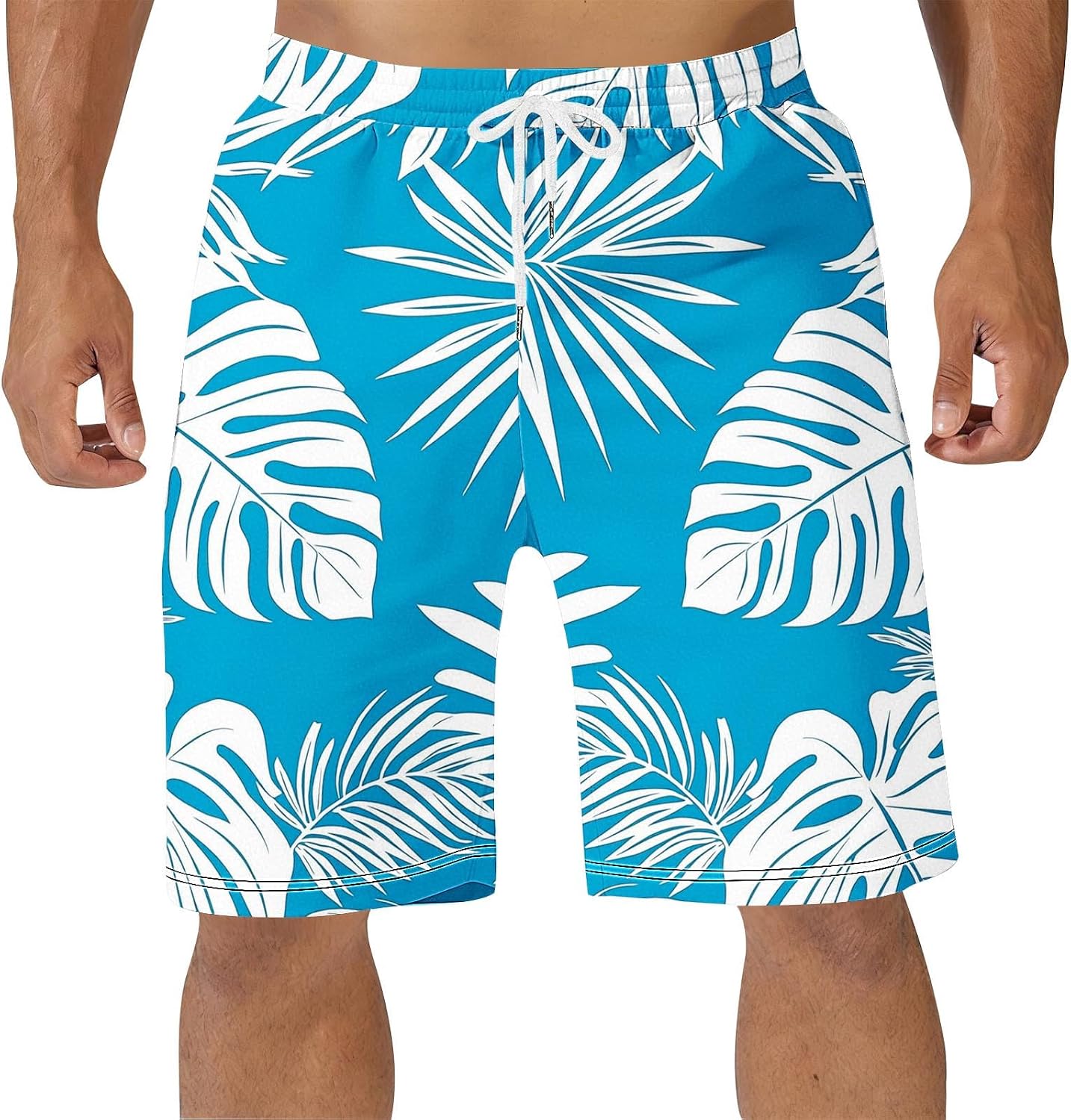 Hawaiian Swim Trunks for Men Palm Tree Bathing Suit Loose Swimsuits Beach Shorts with Pockets Quick Dry Swim Suits