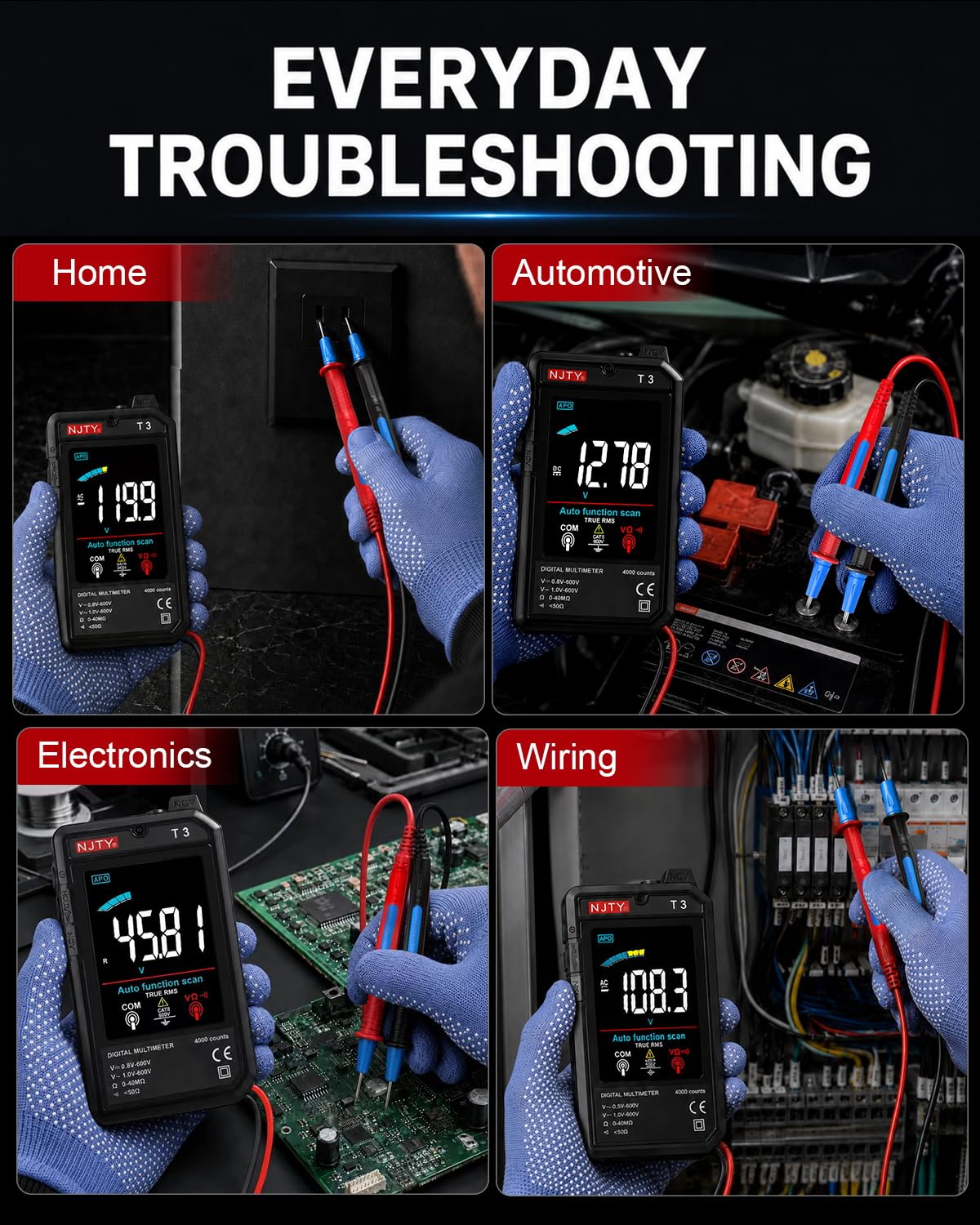 NJTY T3 Auto-Ranging Digital Multimeter, Type-C Rechargeable — Amazon image 7