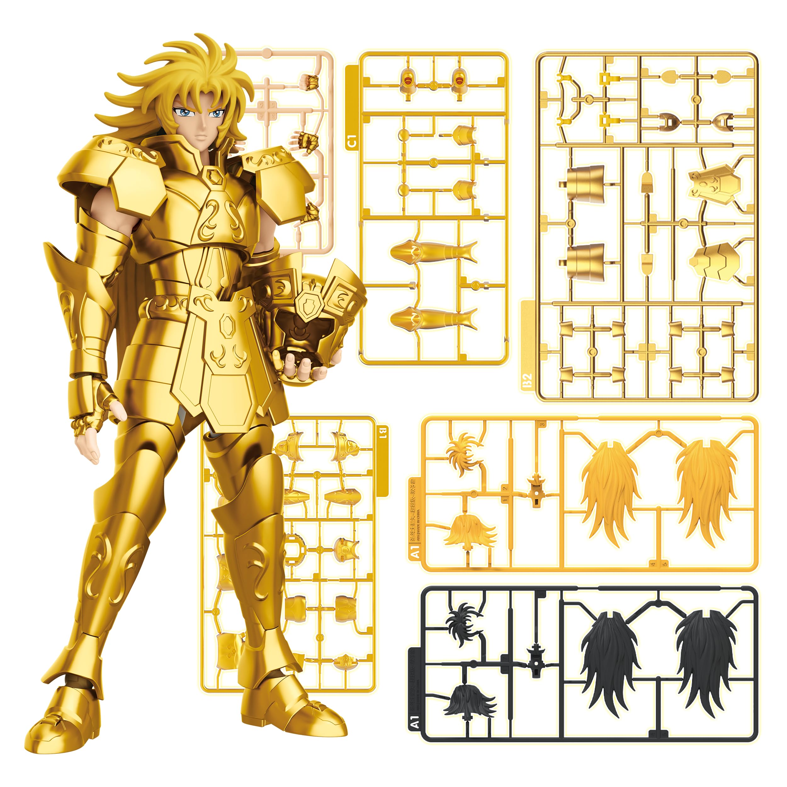 BLOKEES Saint Seiya Champion Class Gemini Saga Model Kit, Articulated Joints, Assembly Required, 14 and up