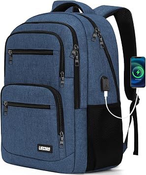 Backpack for Men Women, School Backpack for Boys Girls Teens, 15.6 inch Laptop Back Pack with USB Charging Port, Backpacks for School Business Work College Travel, College Book Bag, Blue Bookbag