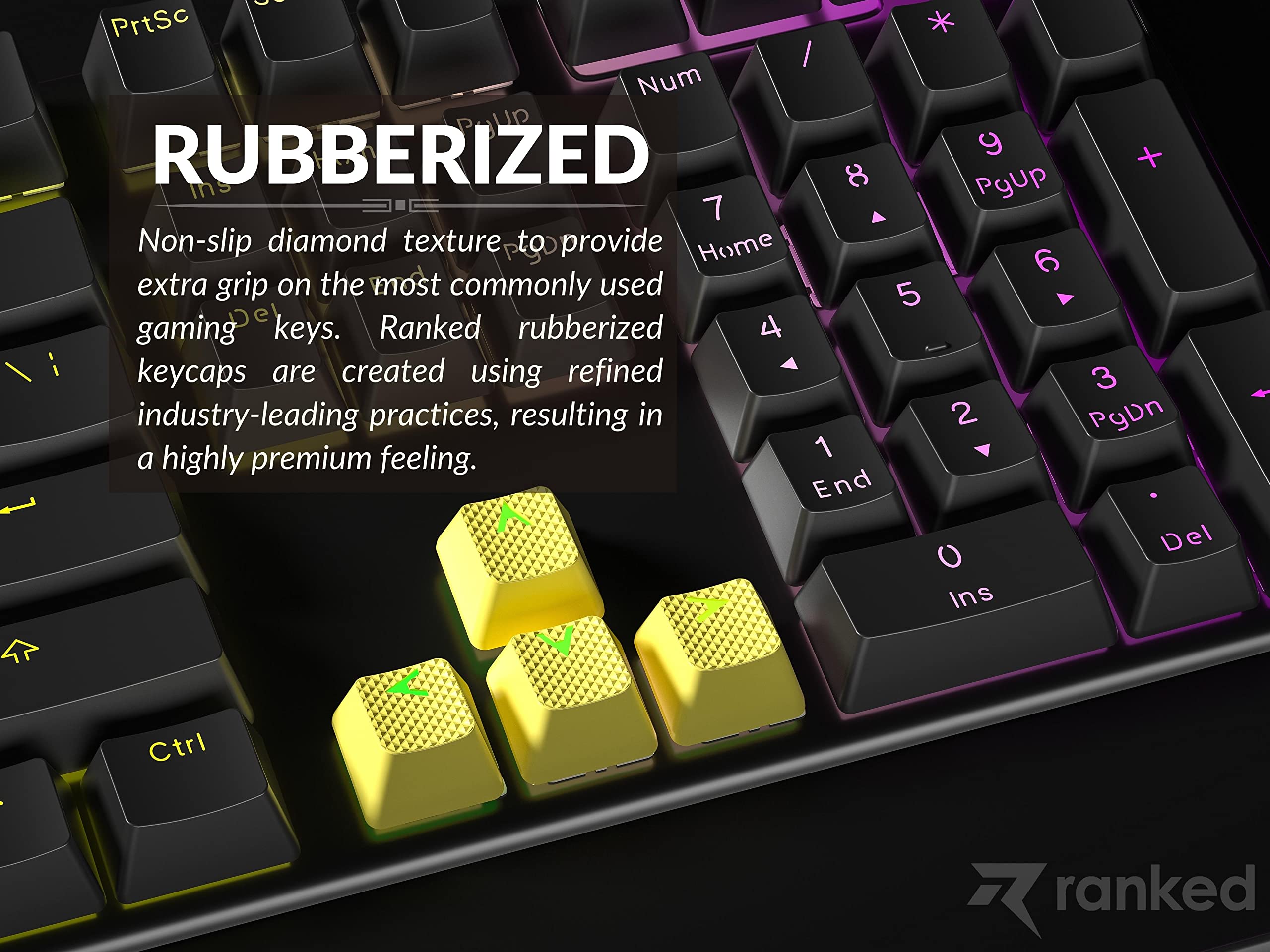 Ranked Rubber Keycap Set, Yellow, 23 Touches - Image 3