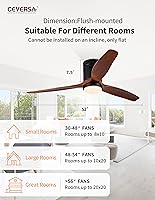 Vista 25 de 42 Inch Low Profile Ceiling Fans with Lights and Remote, Flush Mount Ceiling Fan with Lights, 3 Blades Solid Wood Dimmable Walnut Easy Installation