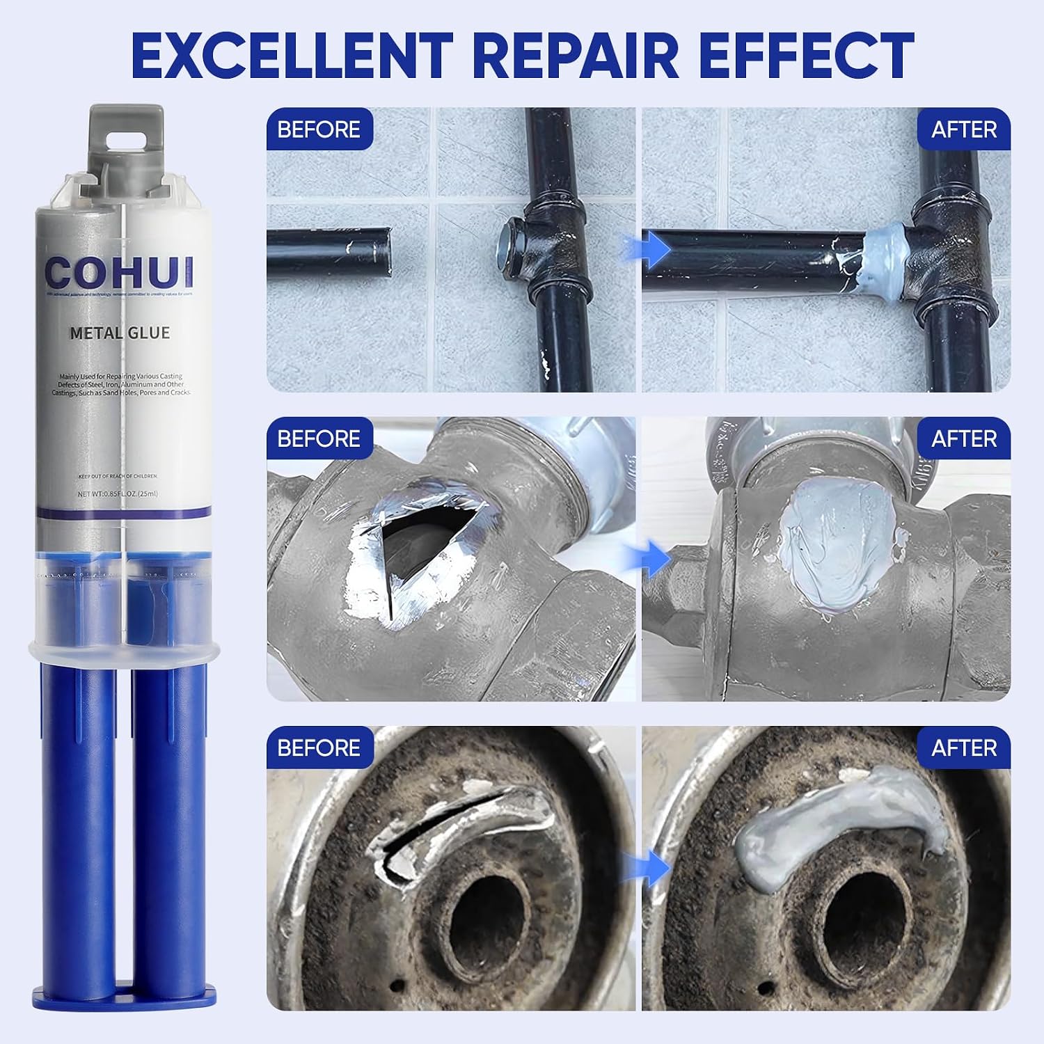 Metal Glue - Heavy Duty Welding Metal Repair Glue - High Strength Waterproof Liquid Welding Epoxy Adhesive - Strong Foundry Glue for Castings Metal Steel Iron Aluminum Plastic Ceramic Wood Glass