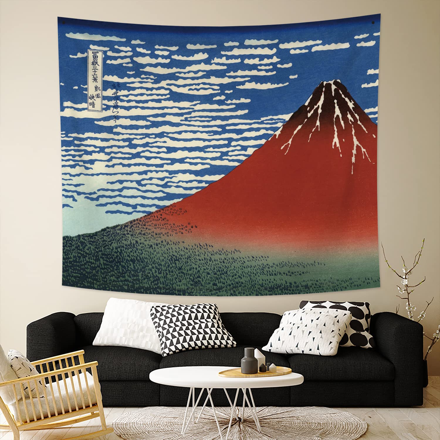 Amazon.co.jp: Qinunipoto タペストリー 凱風快晴 赤富士 富士山