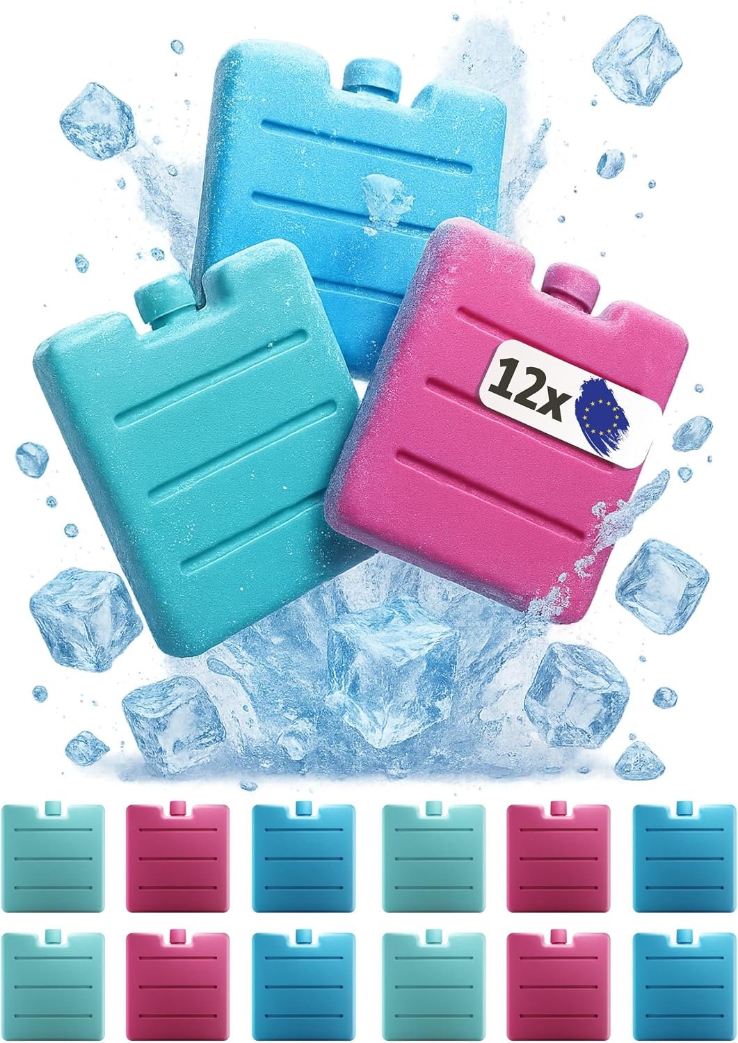 ToCi Lot de 3 mini pains de glace Bleu/rose/vert — vue 3