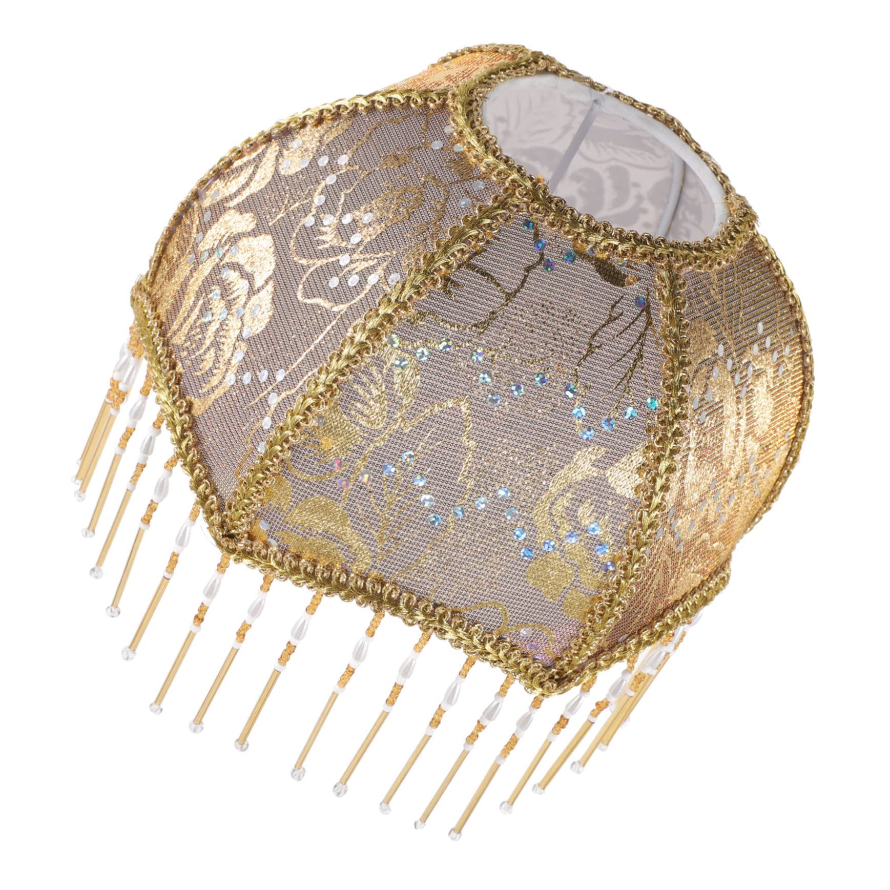 Folpus Stofflampenschirm Mit Quasten, Vintage-Design, Für E14/E27 Fassungen – Deko Für Wohnzimmer, Schlafzimmer, Café (ca. 13x12x8 Cm)