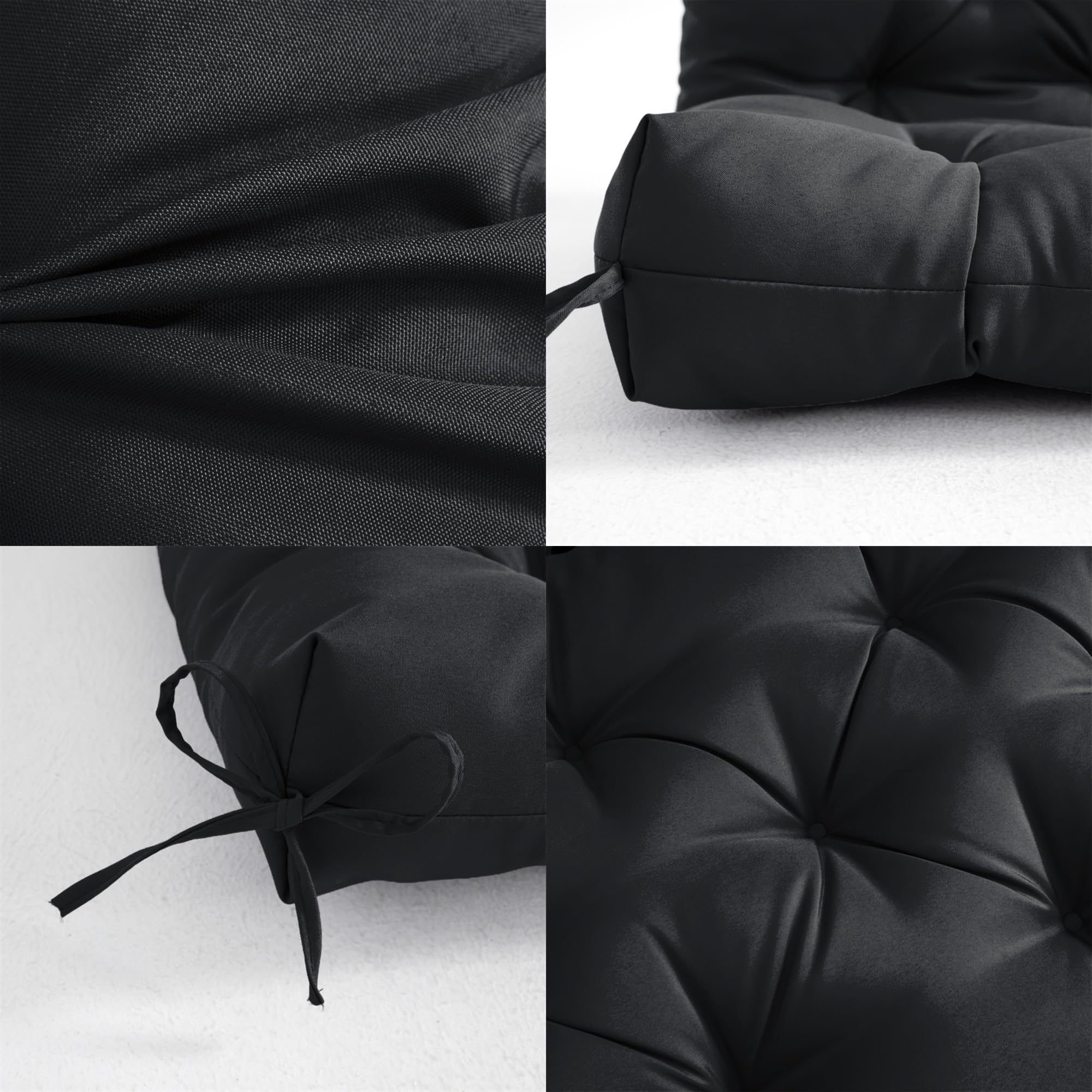 EBETA Cojín para Banco de jardín Cojín de Asiento y Respaldo para Banco de Exterior Cojín Acolchado para Columpio de jardín (Negro, 100 x 50 x 50 cm)