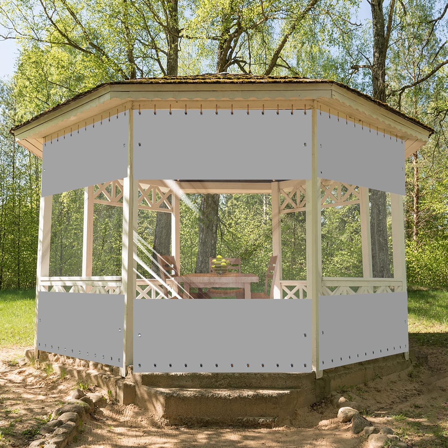 FoundGo Outdoor Vinyl Curtain 4Panel,Custom Size with