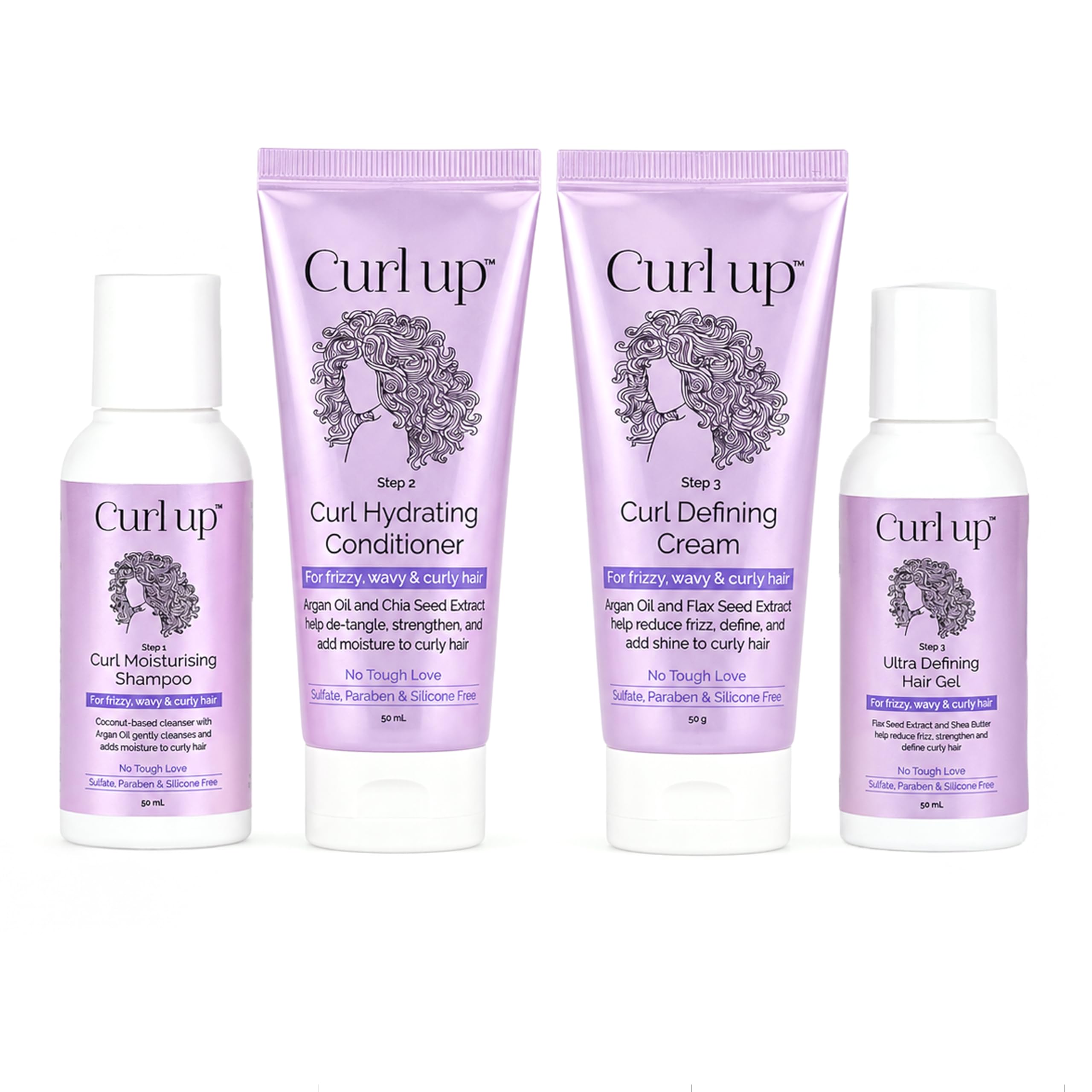 Curl Up Ultra Defining Bundle with Curly Hair Shampoo , Conditioner , Leave in Curl Cream & Hair Gel | For Dry Frizzy ,Wavy & Curly Hair | Sulphate Paraben & Silicone Free | Travel Size - Combo of 4-image-6