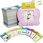Spanish & English 510 Words Alphabet Bilingual Talking Flash Cards for 3-8 Years Toddlers, Pocket Speech Buddy Therapy Autism Toys, Educational Learning Interactive Toy for Boys Girls Kids Gifts Pink