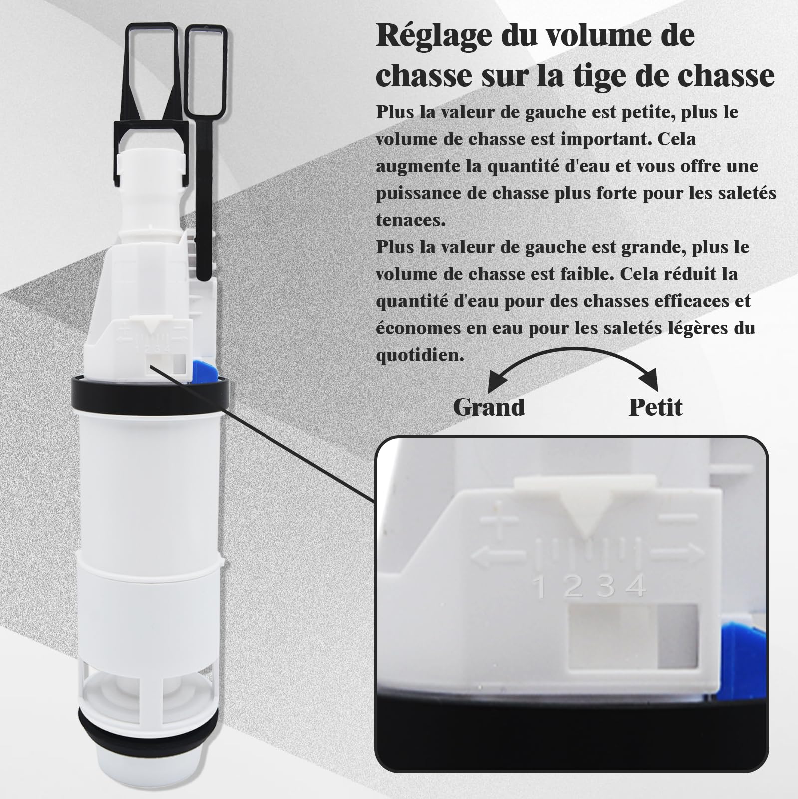Mécanisme de Chasse d'Eau WC Compatible avec TECE, Siège de Vanne, Unité d'Étranglement, Levier de Commande. Référence de Remplacement 9820223, 1 Pièce