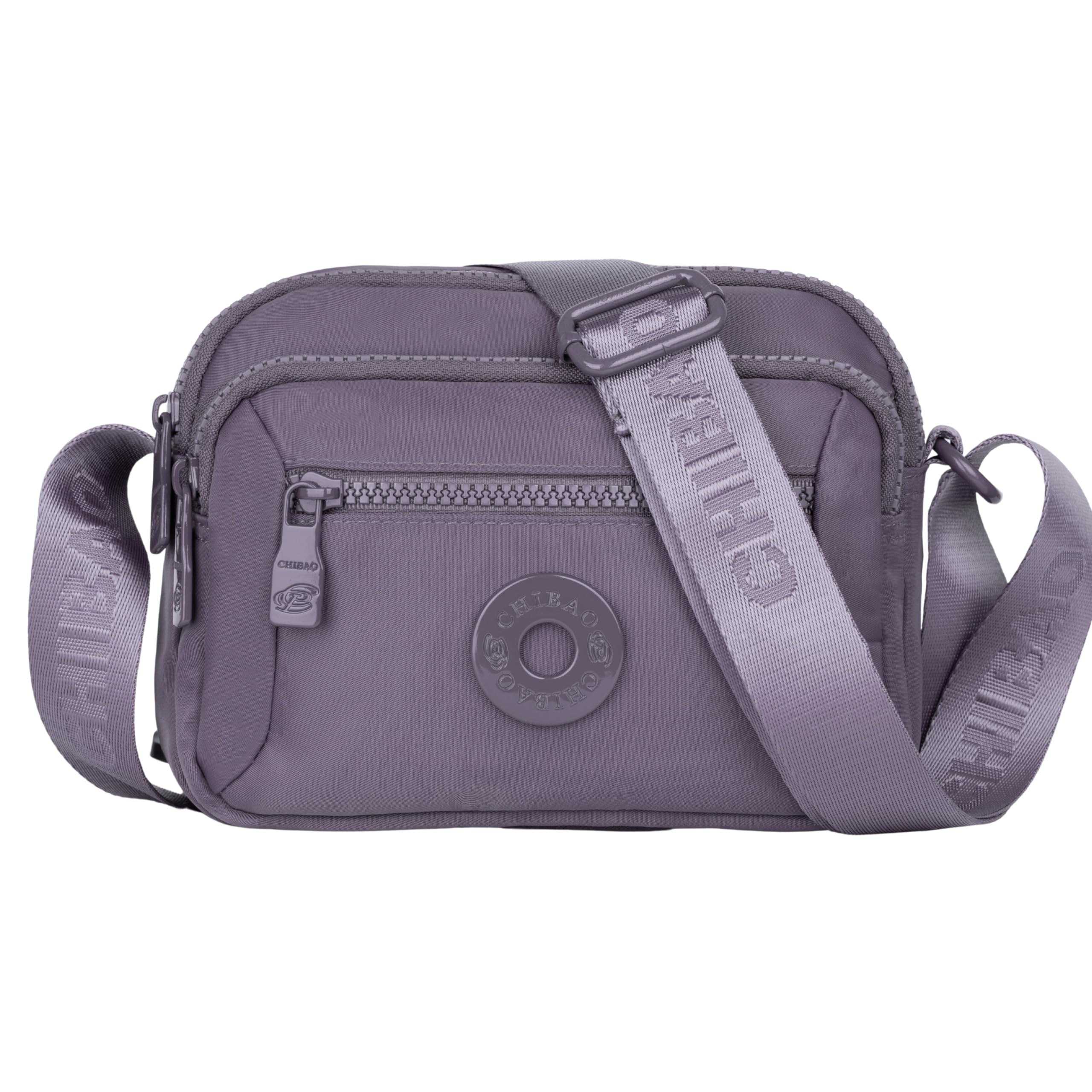 Compact Crossbody Shoulder Bag for Women, Multi-Pocket Nylon Travel Handbag Messenger Purse, Adjustable Strap, Zipper Closure, Lightweight, Waterproof, Everyday Use (Elephant Grey)