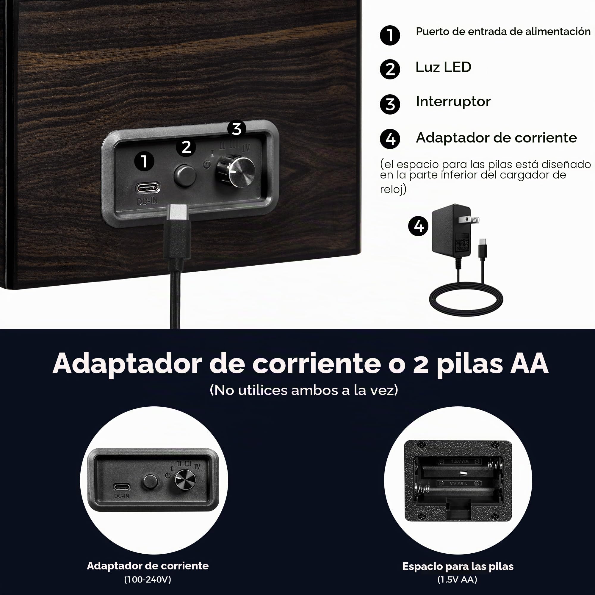 ANWBROAD Cajas Giratorias Para Relojes Automáticos, Nueva Caja Giratoria Para Relojes Automáticos con Acabado Lacado Piano, Caja Giratoria con 4 Modos de Rotación, Motor Silencioso, JWW001E
