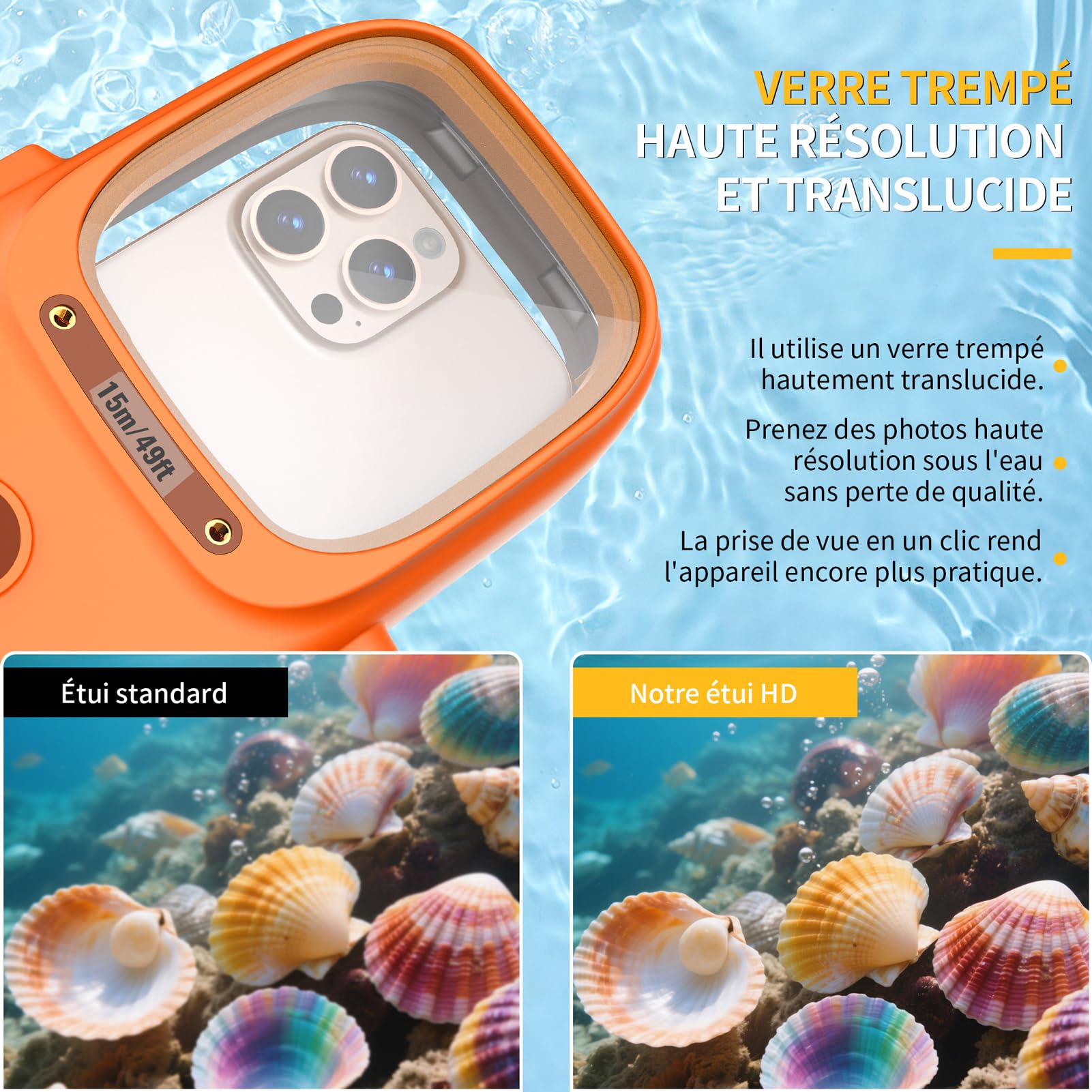 Pochette Étanche Universelle Coque Téléphone Protection Plongée 15M