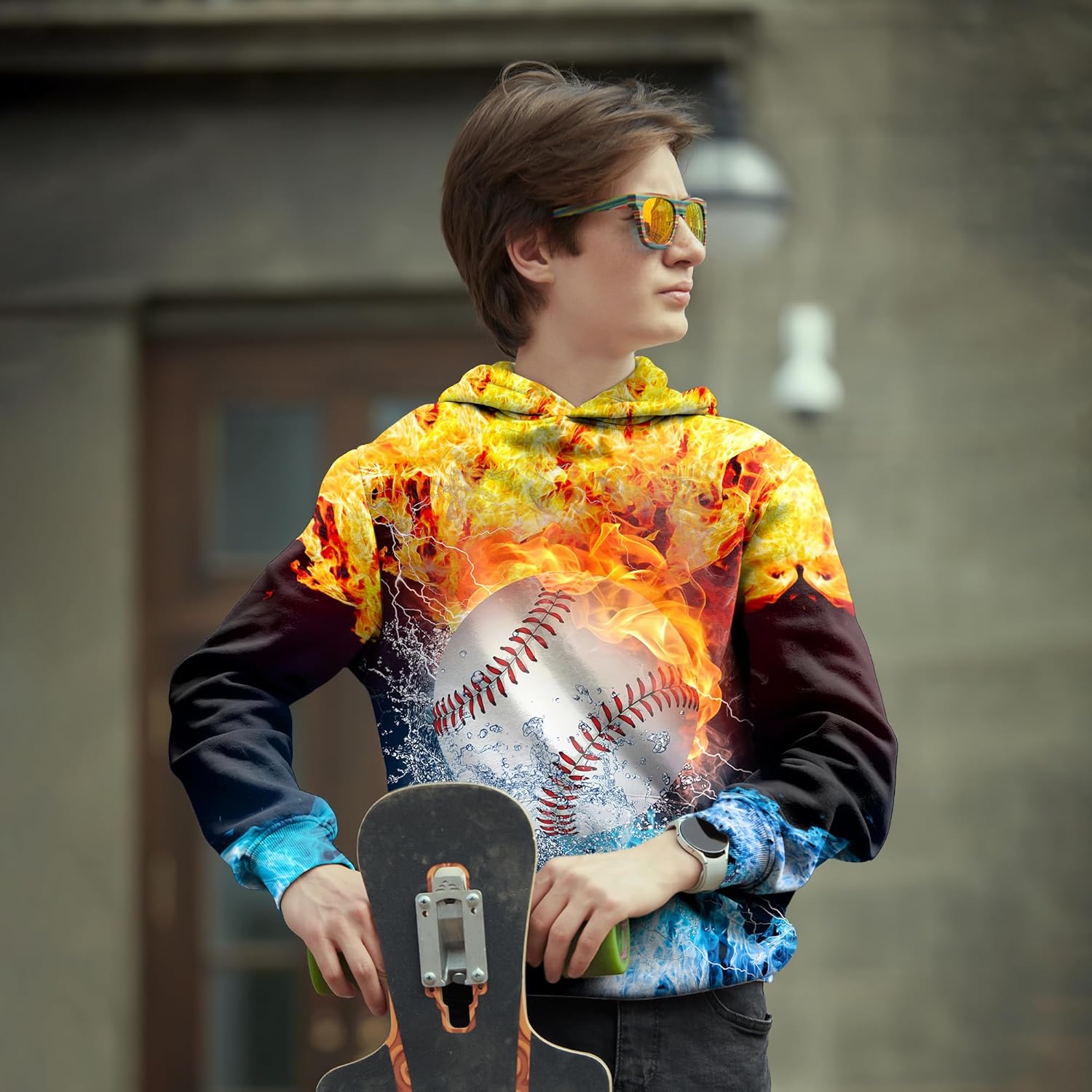 Boys Girls 3D Graphic Hoodie Pullover, Novelty Unisex Hooded Sweatshirt, Casual Long Sleeve Hoodies for Kids Teen - Image 3