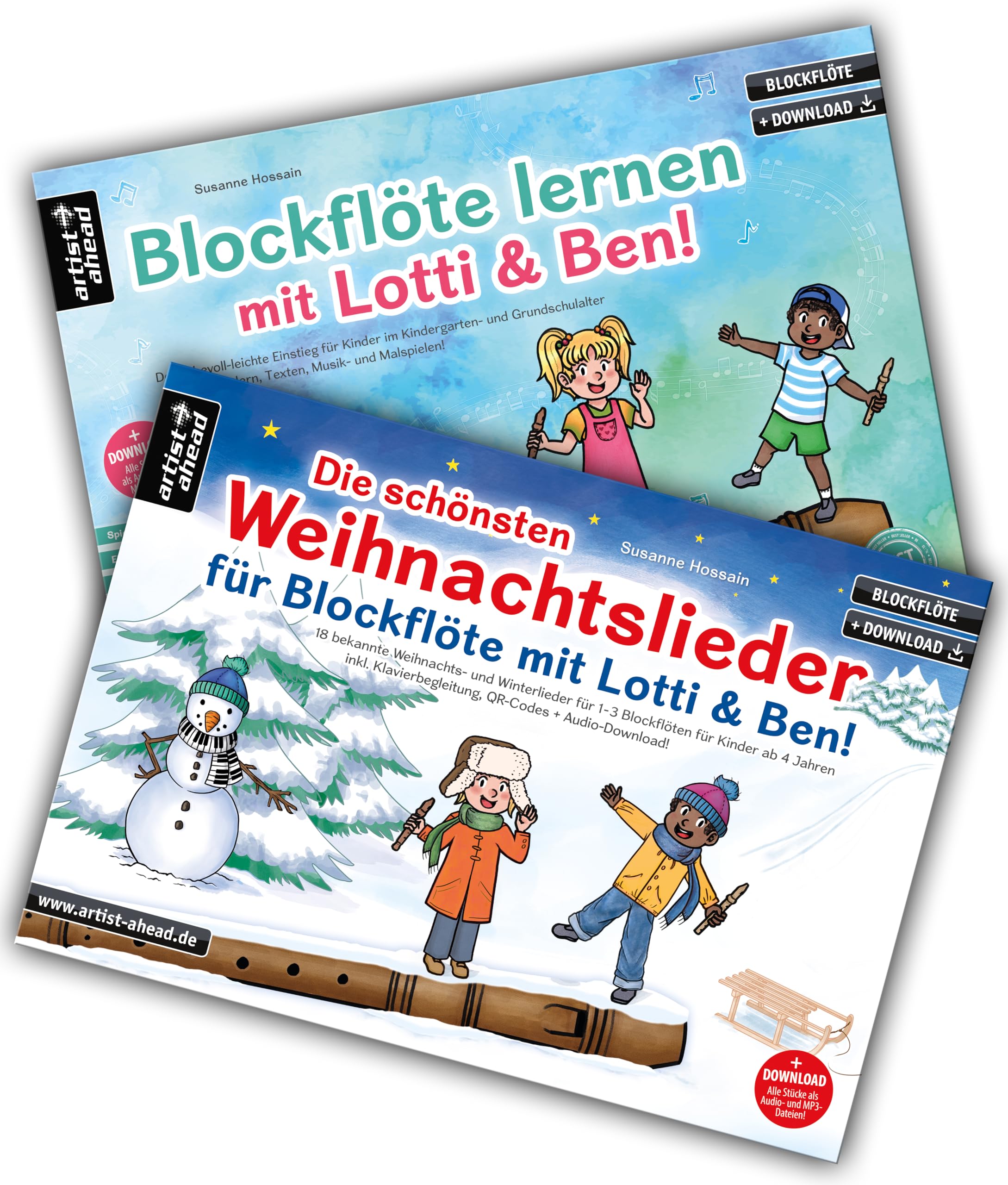 Blockflöte lernen mit Lotti & Ben + Die schönsten Weihnachtslieder für Blockflöte im Set!: Die Blockflötenschule für Kinder - der leichte Einstieg (inkl. Klavierbegleitung, QR-Codes + Audio-Download)