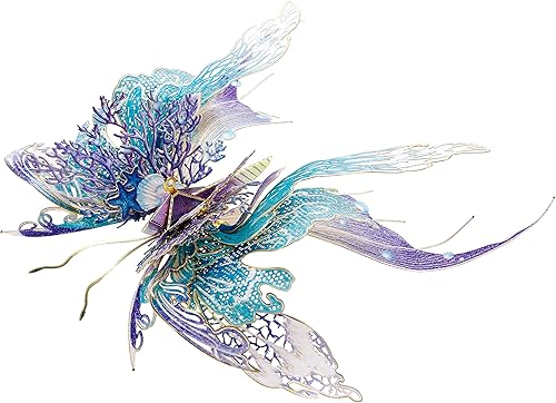 Microworld Kit de rompecabezas de metal 3D, rompecabezas 3D de mariposa de deseos para adultos, kits de modelo de metal de bendición para el hogar,