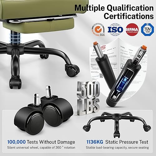 Miniatura 7 de FelixKing Big and Tall Office Chair 500lbs - Ergonomic Desk Chair with Footrest, Scratch-Resistant PU Leather Computer Chair, 4D Lumbar Support