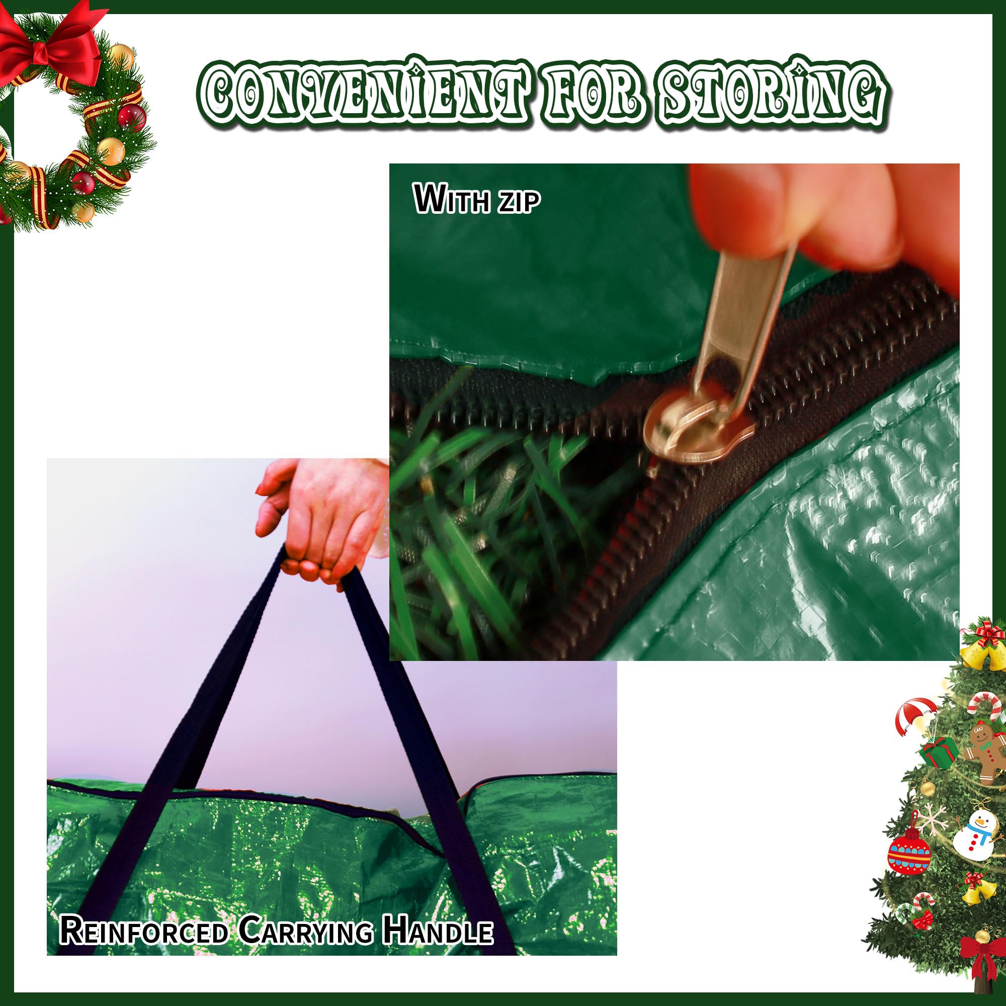 RICHIE 3-Piece Large Christmas Tree Storage Bag with 2 Christmas Decoration Bags for up to 7.5ft Tall Christmas Trees - Image 4