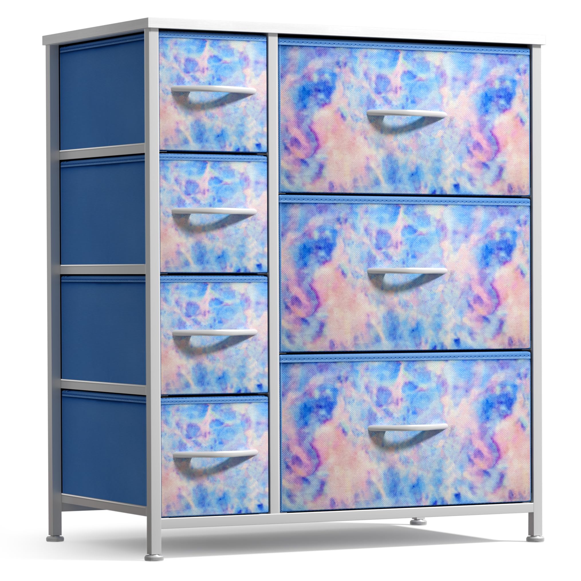 Sorbus 7-Drawer Dresser for Kids Bedroom, Wood Top (Pastel Tie-dye)