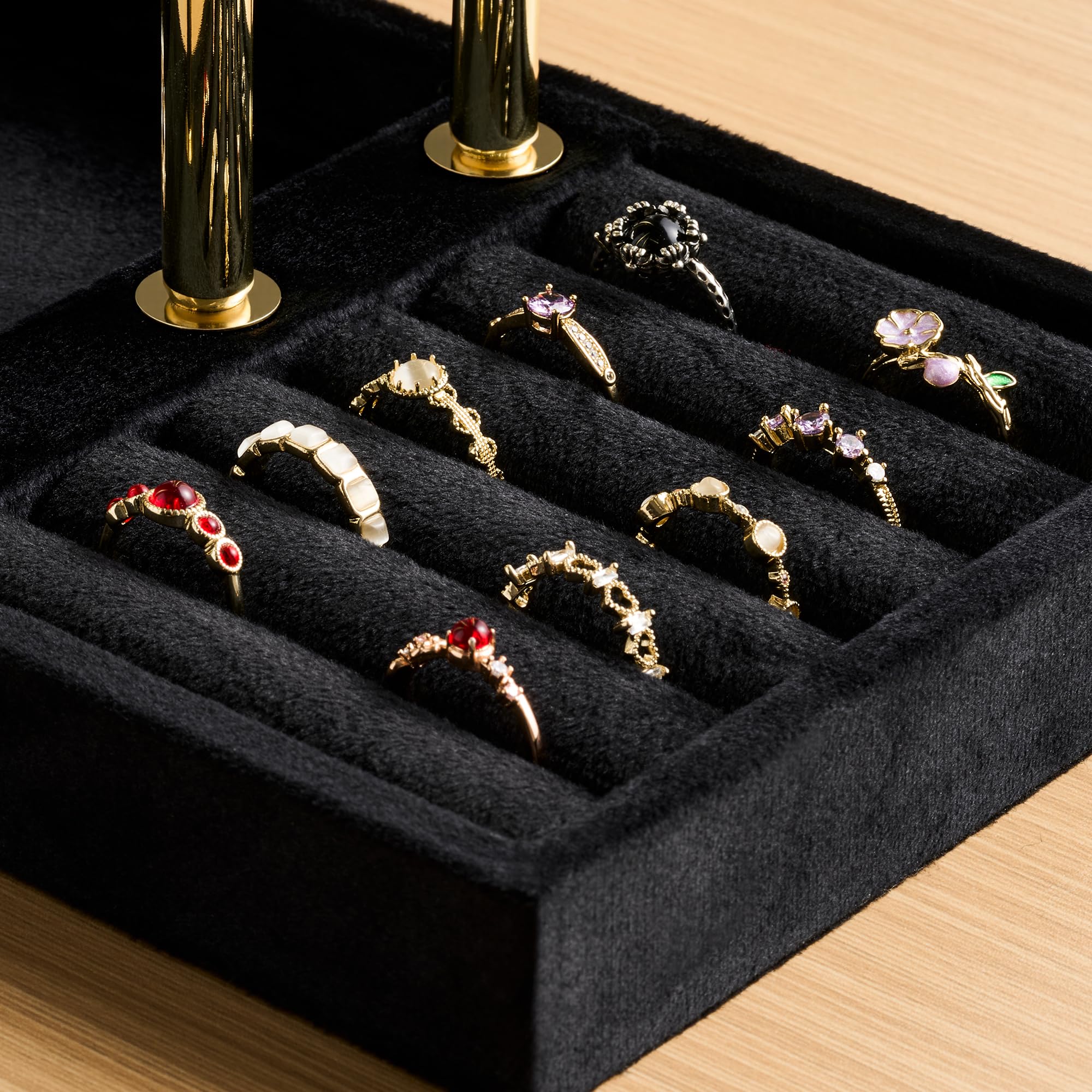 Armband houder, verwijderbare houten 3 Tier sieraden display stand, fluwelen sieraden houder, stabiele armband stand, horloge houder voor pols, thuis, winkel, showcase, opslag(Roze