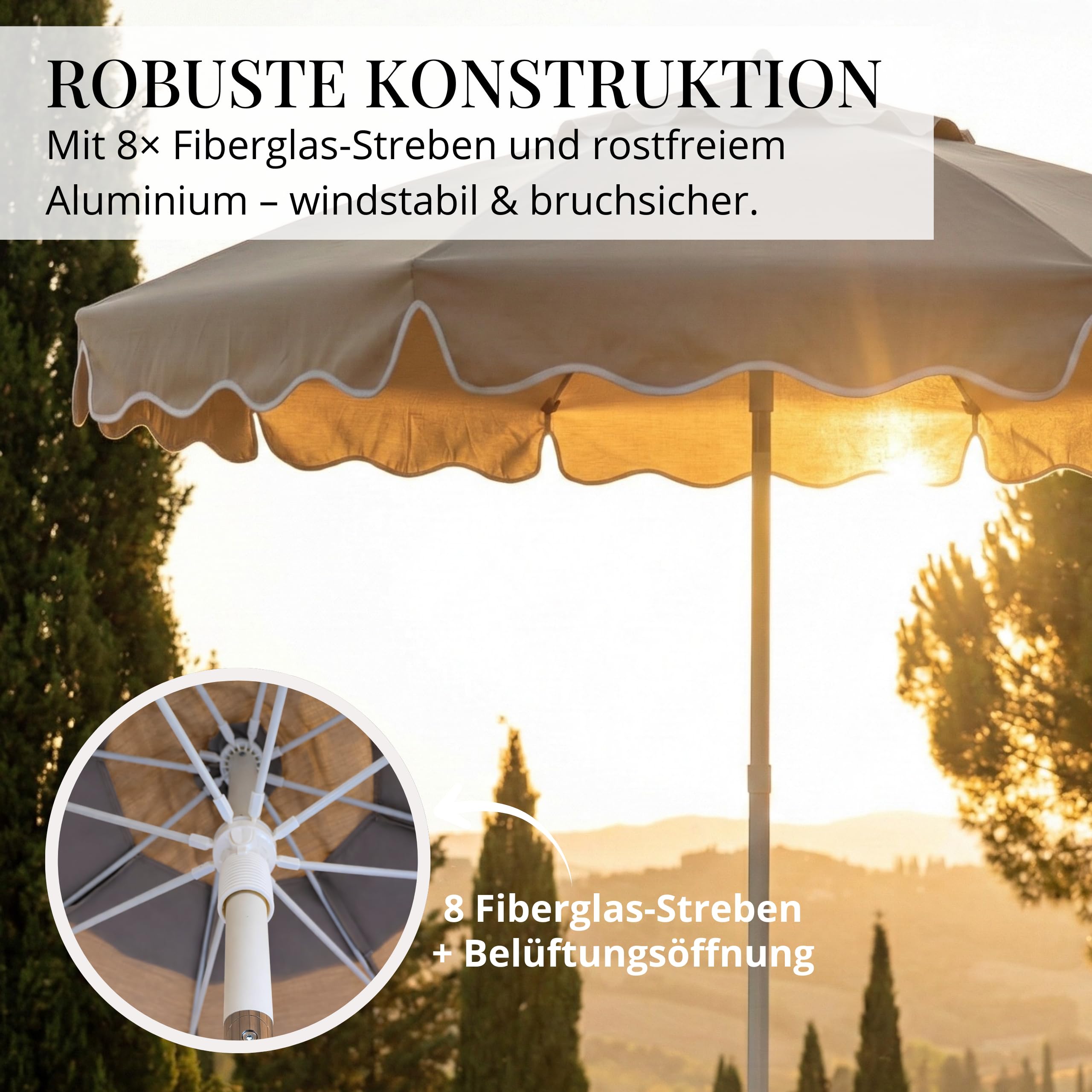 Livlig53 LIVLIG Sonnenschirm 200 cm, Sonnenschirm Balkon und Garten - knickbar mit Schutzhülle, Balkon Sonnenschutz, Gartenschirm oder Balkonschirm mit UV-Schutz, Schirm