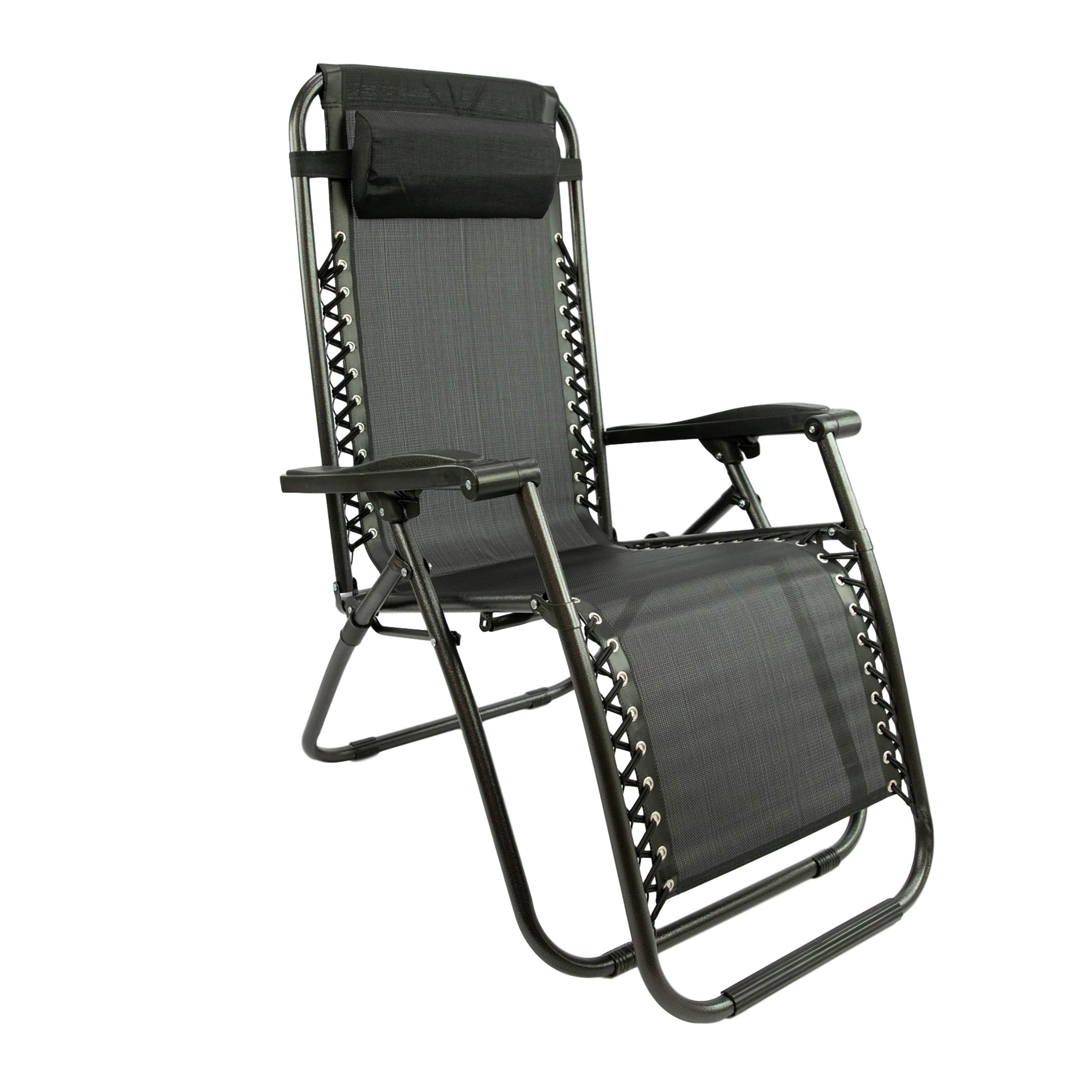 MaxxGarden Chaise Longue – Chaise de Jardin Pliable - Relax Jardin Exterieur – Fauteuil Longue réglable avec Oreiller - Ventilé et résistant aux intempéries - Capacité de Charge jusqu'à 150 kg - Noir