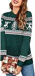 Zeagoo Womens Ugly Christmas Sweater Cute and Funny Christmas Tree Reindeer Knit Pullover Tops for Wintertime Holiday Parties