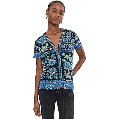 Johnny Was The Janie Favorite Button Neck Tee- Delmira delmira