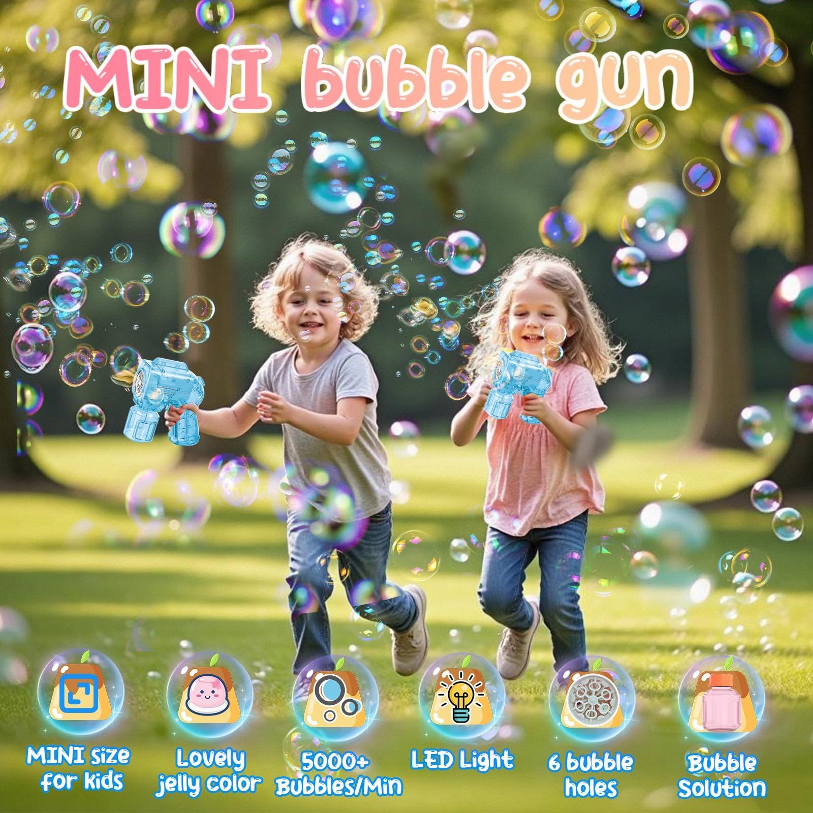 Pistola Bolle Sapone Mini Per Bambini - 5000 Bolle/minuto, Colori Gelatinosi - Foto 1