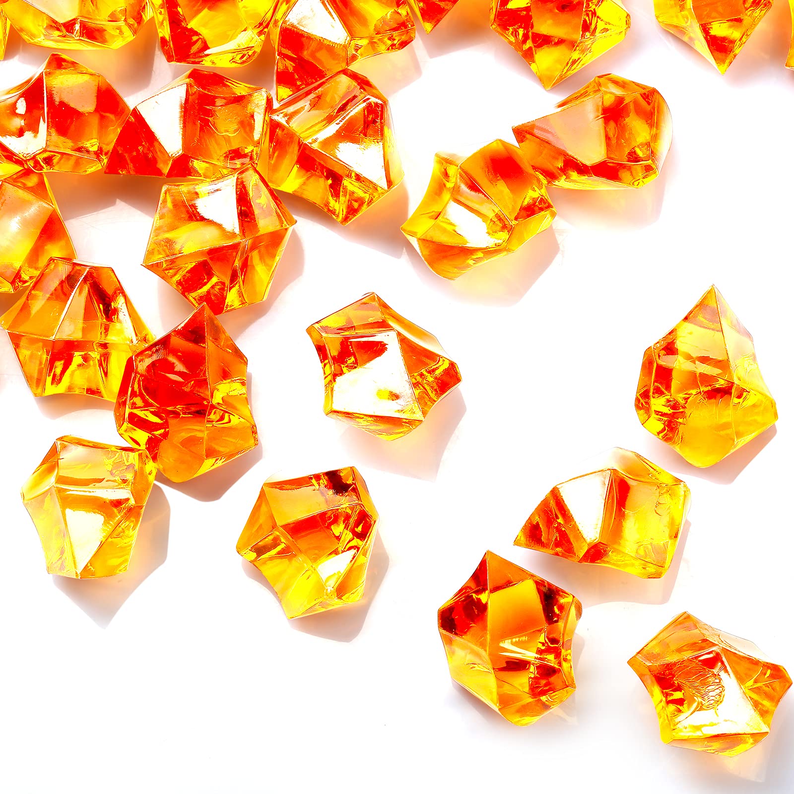 TeeLiy 180-190 PCS (3 Cups) Acrylic Orange Crushed Ice Rock Crystals Treasure Gem Plastic Fake Ice for Vase Fillers Decoration, Table Scatters, Event, Wedding, Arts & Crafts, Home Birthday Decoration
