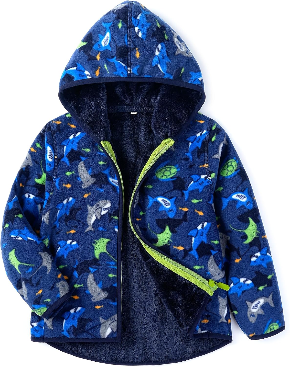 Kids Boys Girls Polar Fleece Jacket with Hood Toddler Outerwear Warm Autumn Winter Youth Coat 3-12Years