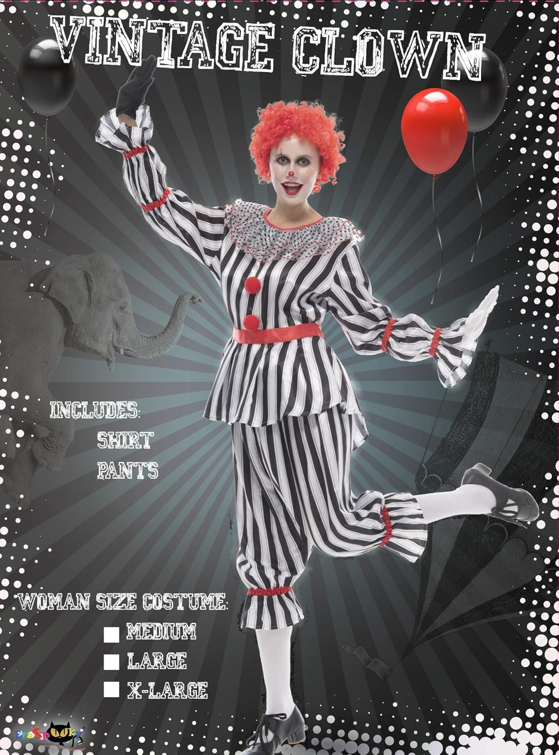 EraSpooky Women Halloween Creepy Circus Clown Costume - Image 2