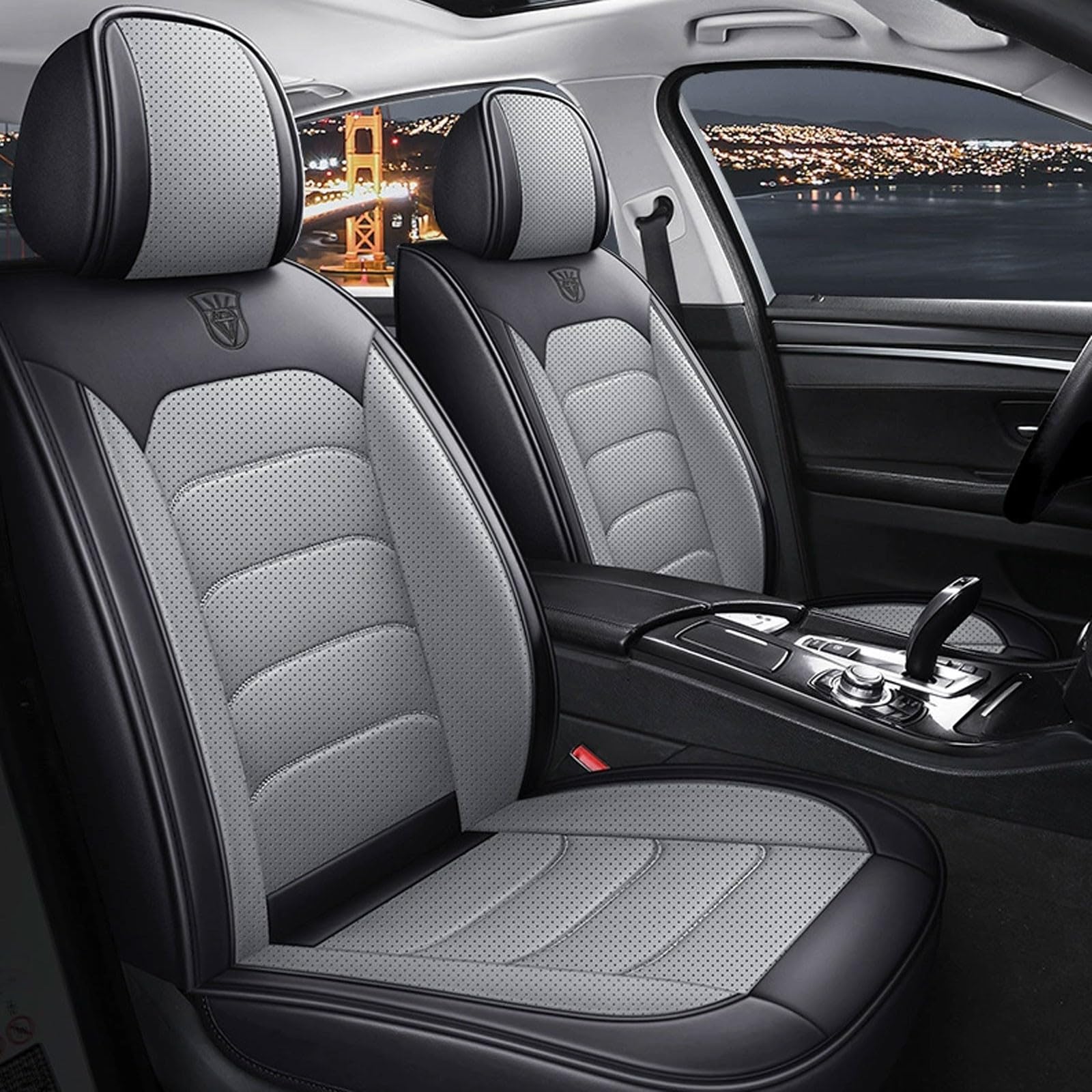 Funda Asientos Coche para Nissan Pathfinder R51 Fundas para Coches Asientos para Asientos Delanteros Y Traseros Y Compatible con Bolsas De Aire(Color:Gris)