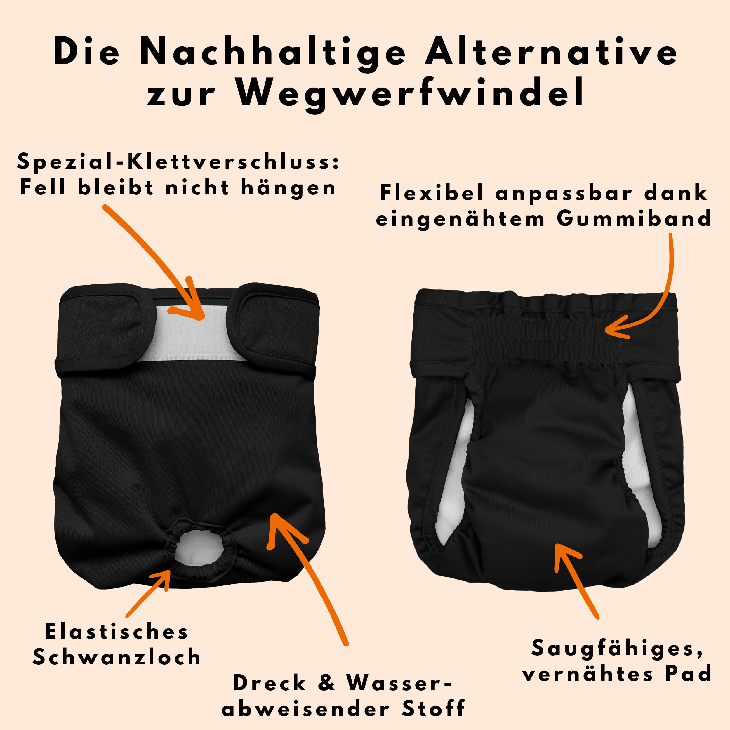Wiederverwendbare Hundewindeln für Hündinnen (3 Stück) Waschbare Läufigkeitshose für Hündinnen bei Inkontinenz & Läufigkeit - Hundehöschen Hunde Windel - Hygienisch & Saugstarker Stoff