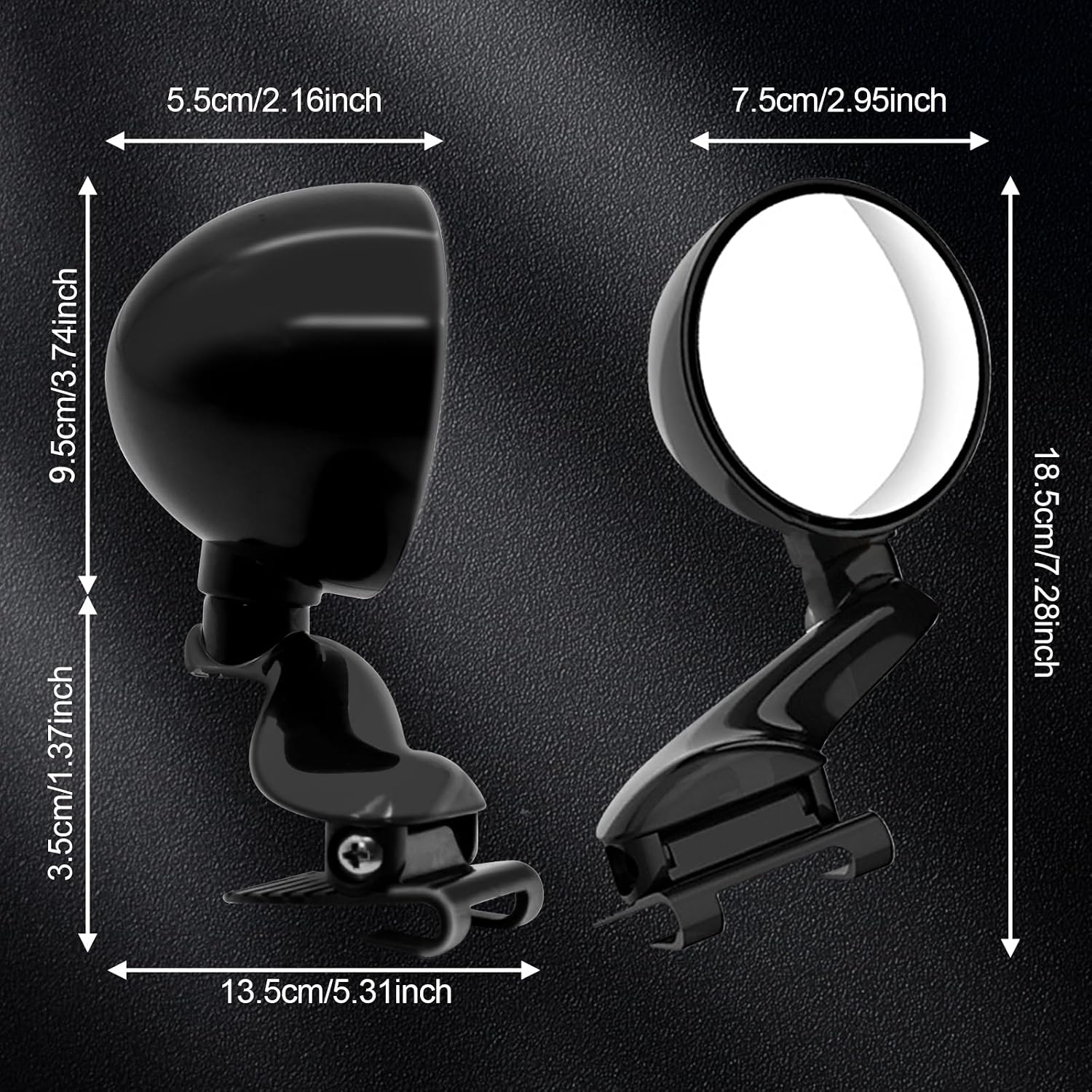 Blind Spot Mirror Adjustable 360 Degree Car Side Mirror, HD Glass Rear View Exterior Accessories Frame Thickness Less than 5MM for Car SUV (long-armed Right)