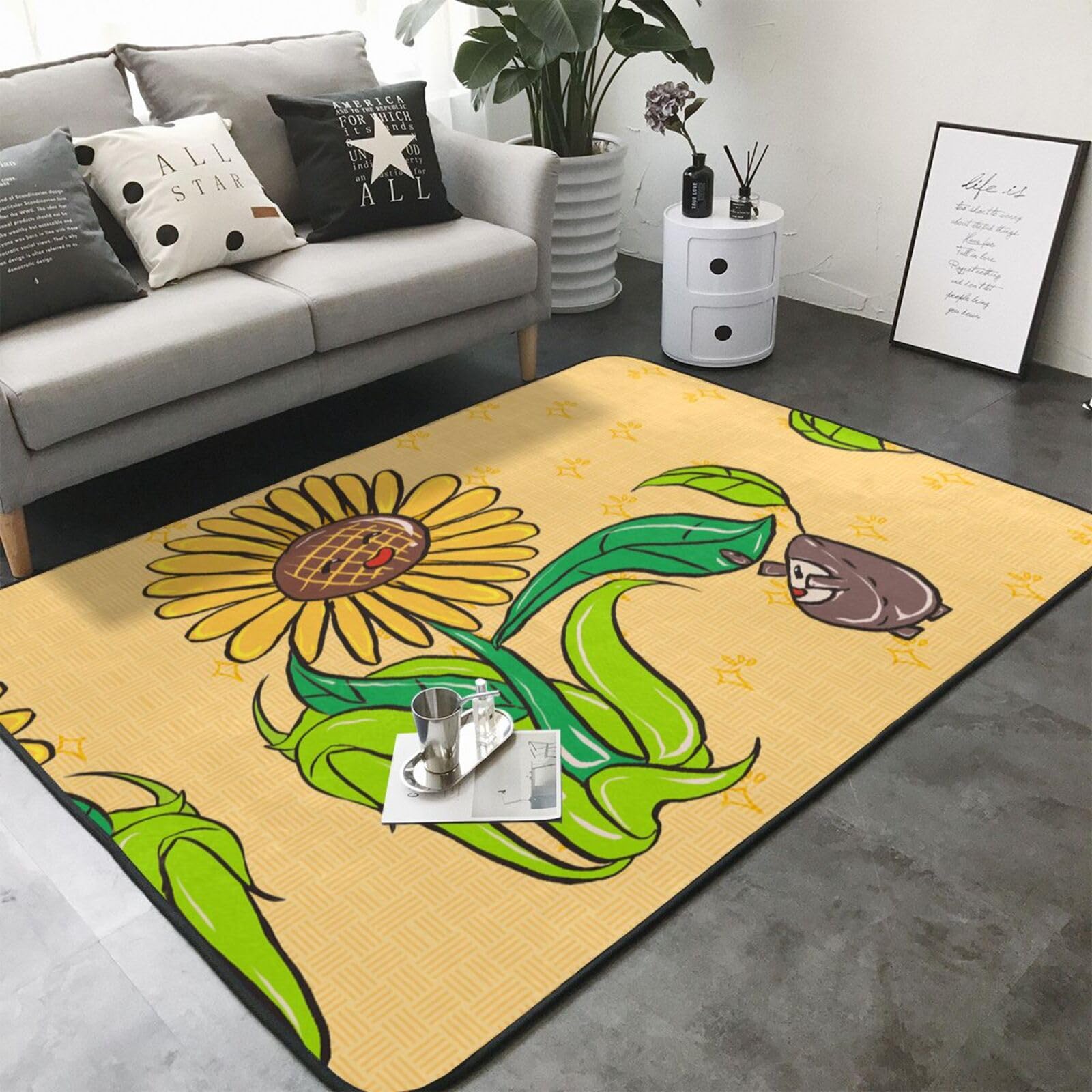 Sonnenblumenkerne und Sonnenblumen druckt übergroßer Teppich > 80 x 58 Zoll Teppich weich im Griff mit feinem Nickerchen Verschleiß