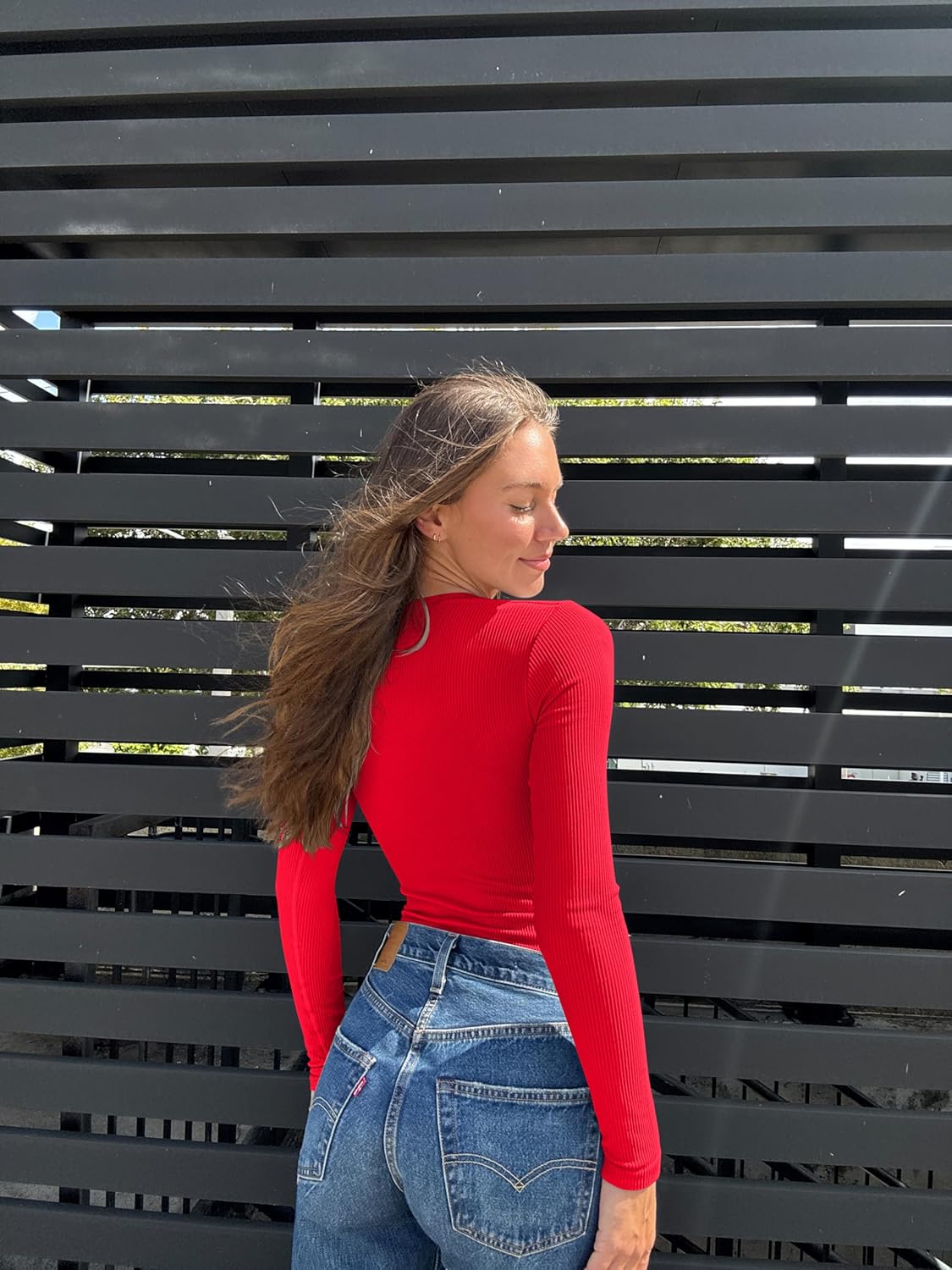 OQQ Women's Bodysuits Sexy Ribbed Square Neck Long Sleeve Tummy Control Casual Fall Bodysuits - Image 5