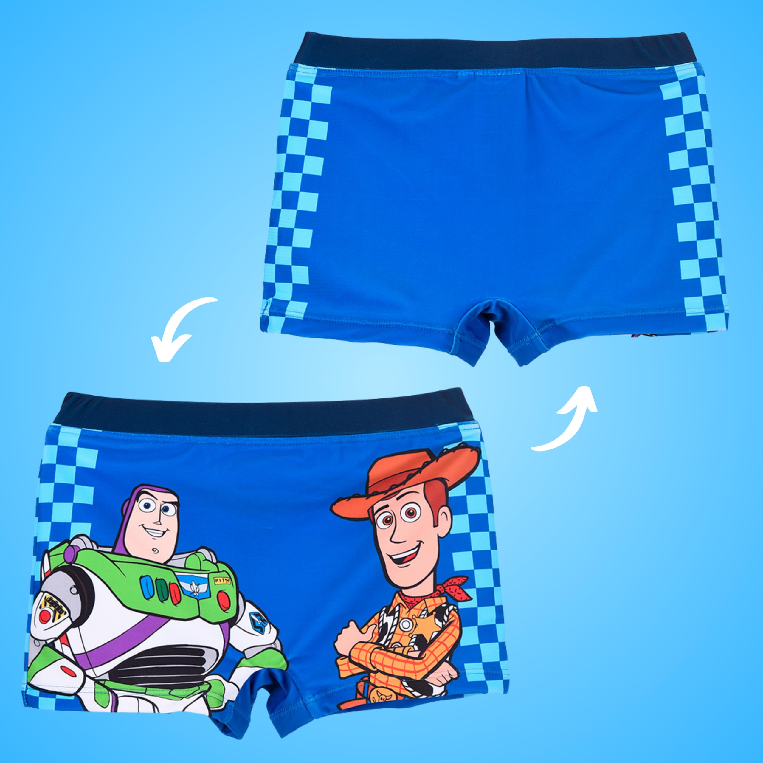 Disney Pixar Toy Story Shorts de Bain Garçon, Woody Buzz Lightyear Maillot de Bain Boxer pour Enfant, Tailles 3 à 8 Ans