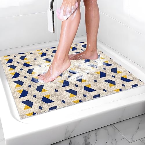 Miniatura 20 de Tapetes antideslizantes de secado rápido para bañera, tapete de baño suave de PVC para tina, ducha y áreas húmedas (24 x 16) Rojo y