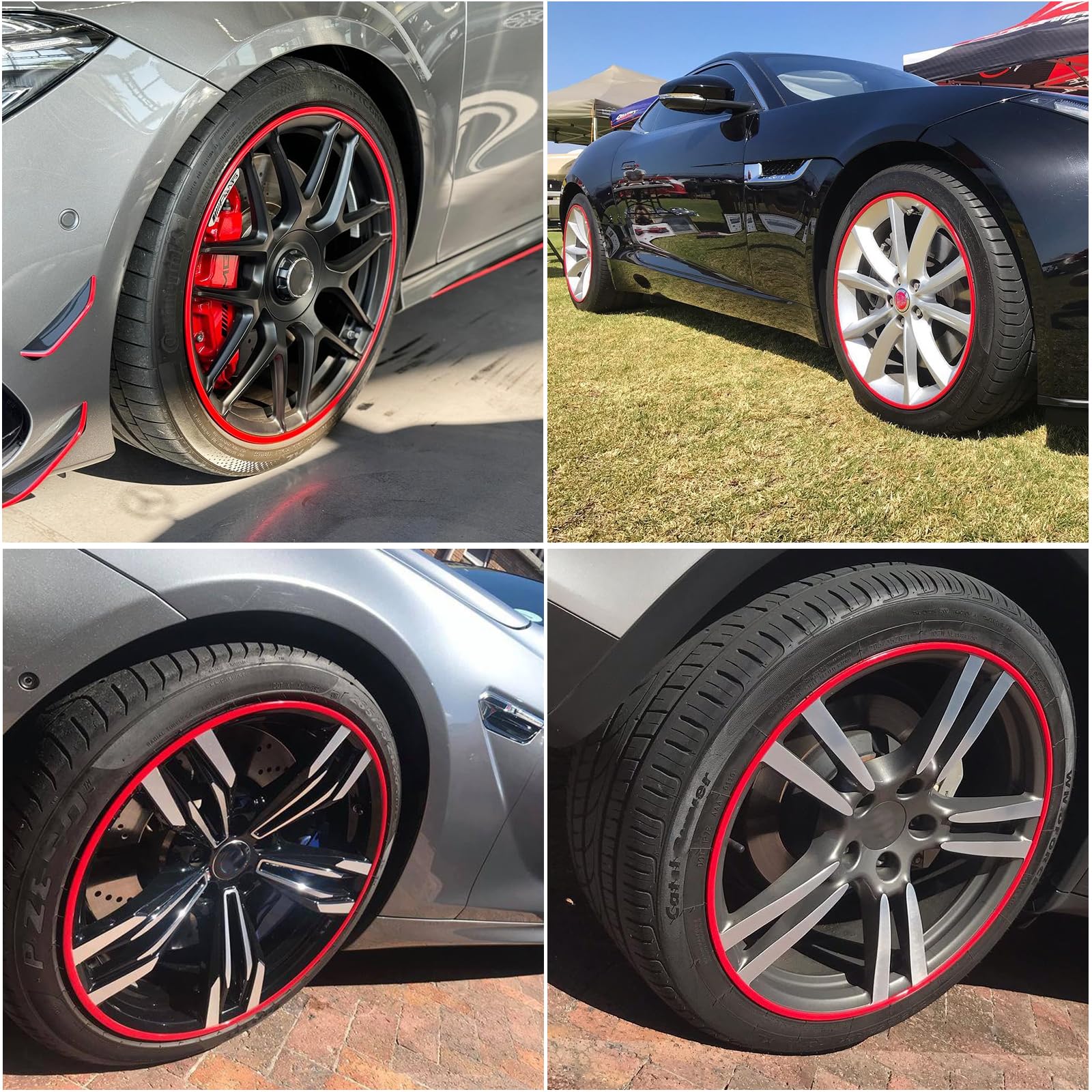 Wheel Rim Protector Set of 4, 19 Inch Alloy Rim Guards for Car Rims Compatible with Tesla Model Y 3 Honda CRV Toyota Camry Ford Mustang Mach-E Nissan Hyundai Audi A4 A6 Mazda CX-90 Lexus RX