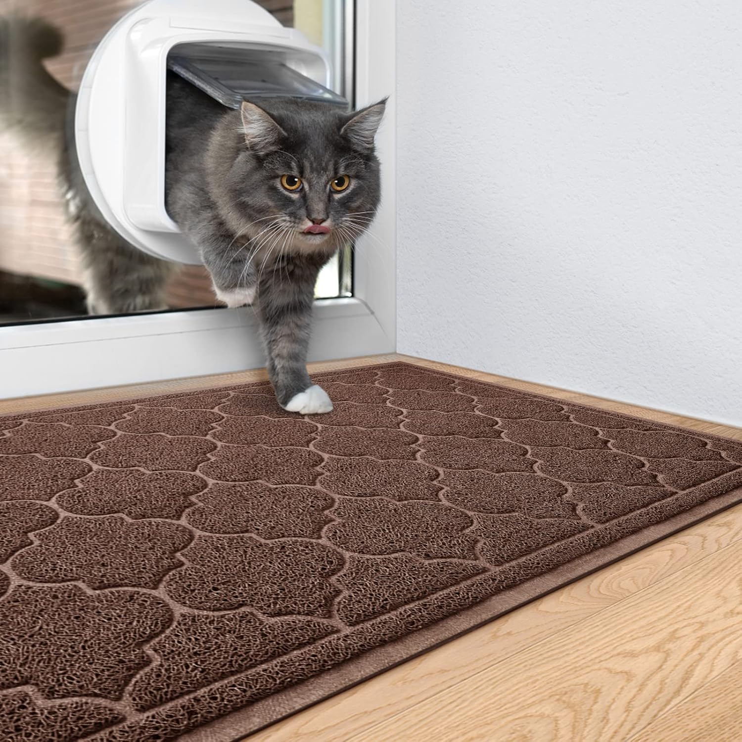 LuxStep Door Mat Large 24"x36"Indoor Outdoor Doormat, Non-Slip Low-Profile Design Floor Mat, Trap Dirt and Dust Front Door Welcome Mat for Entryway,Patio,Garage,High Traffic Areas,Coffee