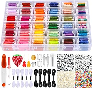 985Pcs String Bracelet Making Kit, Friendship Bracelet String Kit with 110 Skeins Embroidery Floss Cross Stitch Thread, 830 Beads for Friendship Bracelet Making, 45Pcs Embroidery Tools and Storage Box
