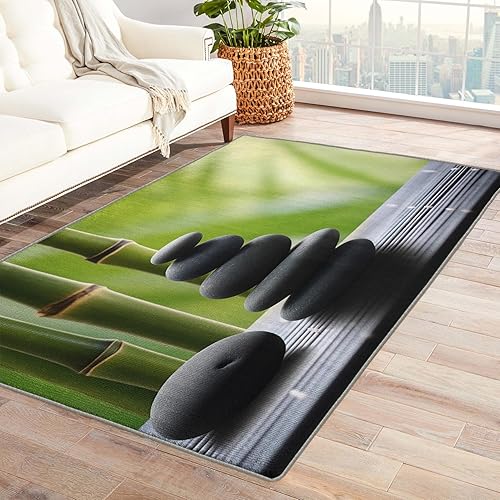 Alfombra Zen y decoración del hogar, alfombra de 5 x 7 pies, alfombras de jardín zen para sala de estar, dormitorio, alfombra de spa, lavable,