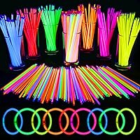 Mega-L 100 Pack 8" Glow Sticks Bulk with Connectors - Ultra Bright Bracelets Necklaces for Glow Parties, Halloween, New Year's Eve